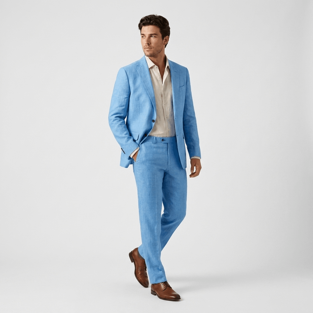 Renato Linen Blend Suit – Tailored Lightweight Smart Two-Piece Set