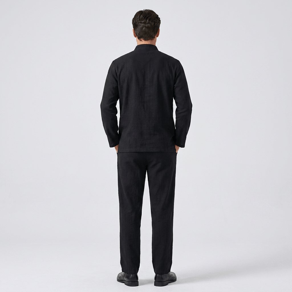 Edwin Linen Two-Piece Set – Relaxed Traditional Frog Button Outfit