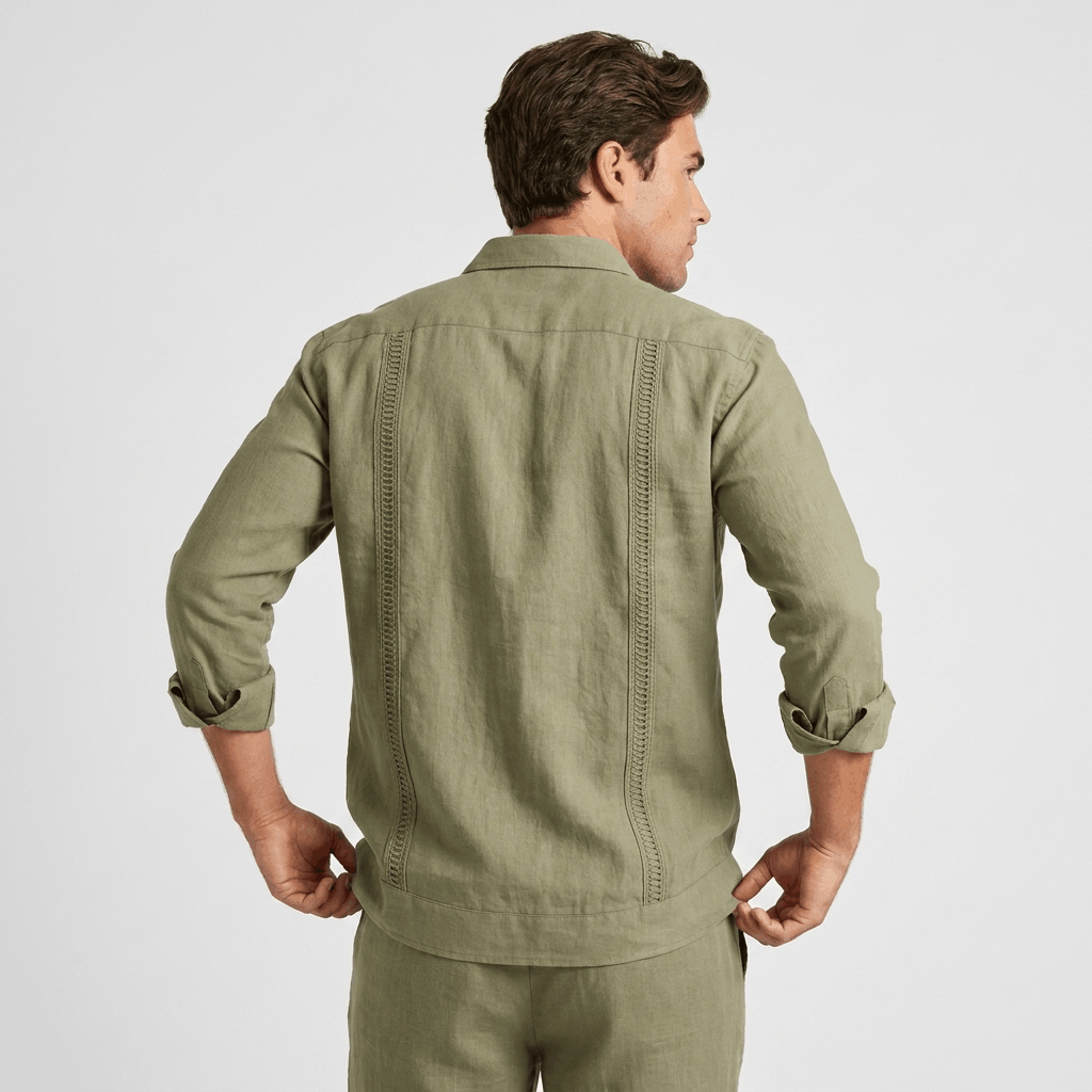 Jayson Linen Blend Guayabera Shirt – Embroidered Smart Casual Button-Up