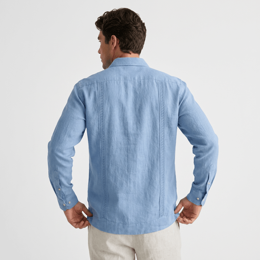 Jayson Linen Blend Guayabera Shirt – Embroidered Smart Casual Button-Up