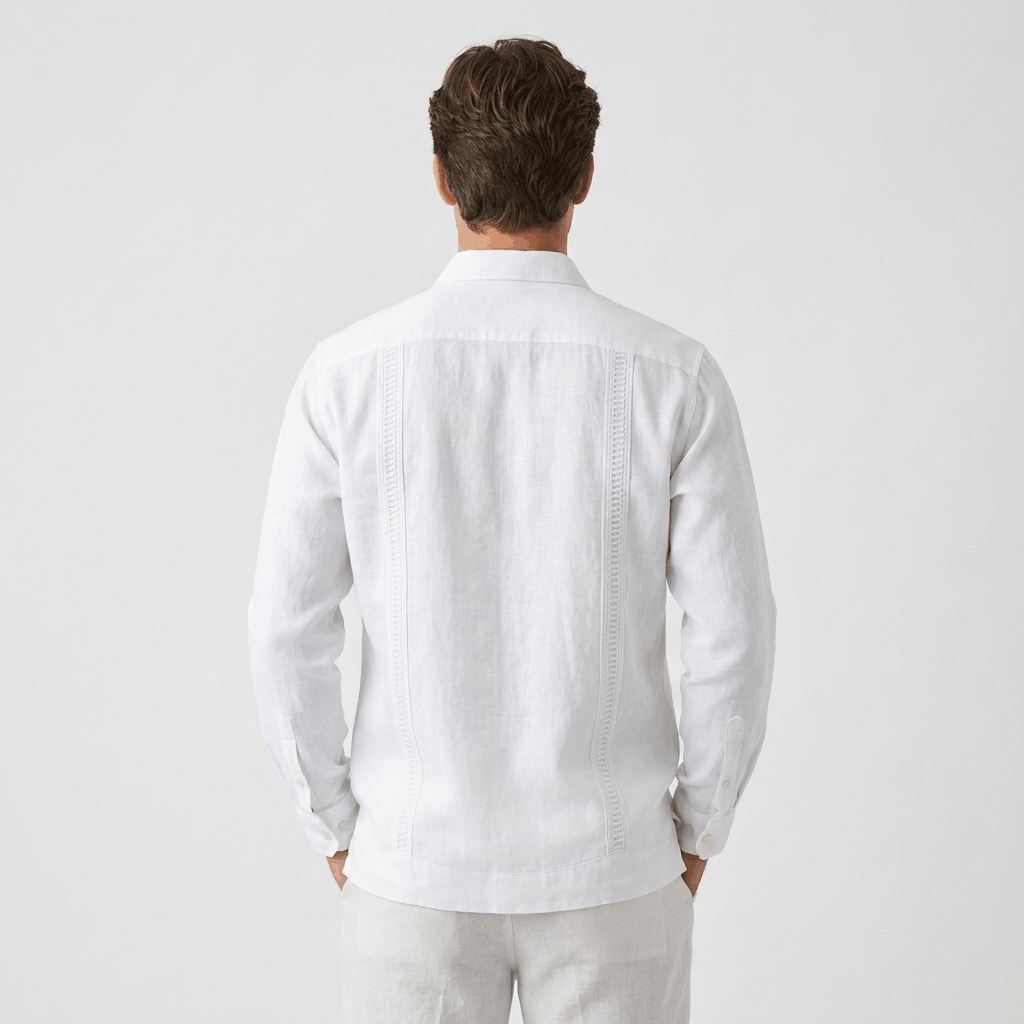 Jayson Linen Blend Guayabera Shirt – Embroidered Smart Casual Button-Up