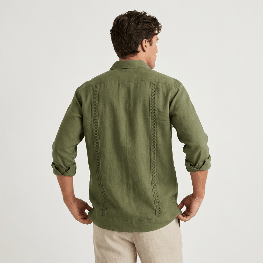 Jayson Linen Blend Guayabera Shirt – Embroidered Smart Casual Button-Up