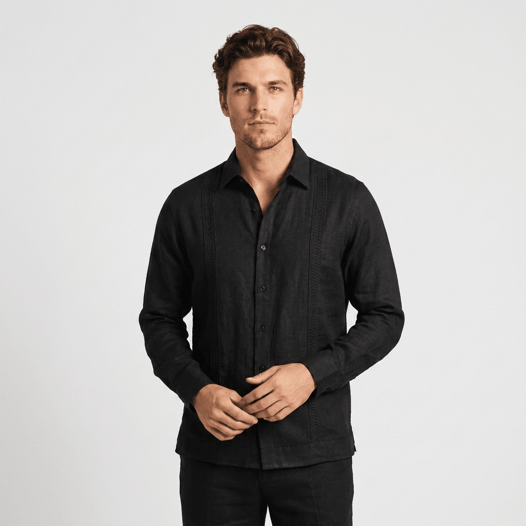 Jayson Linen Blend Guayabera Shirt – Embroidered Smart Casual Button-Up