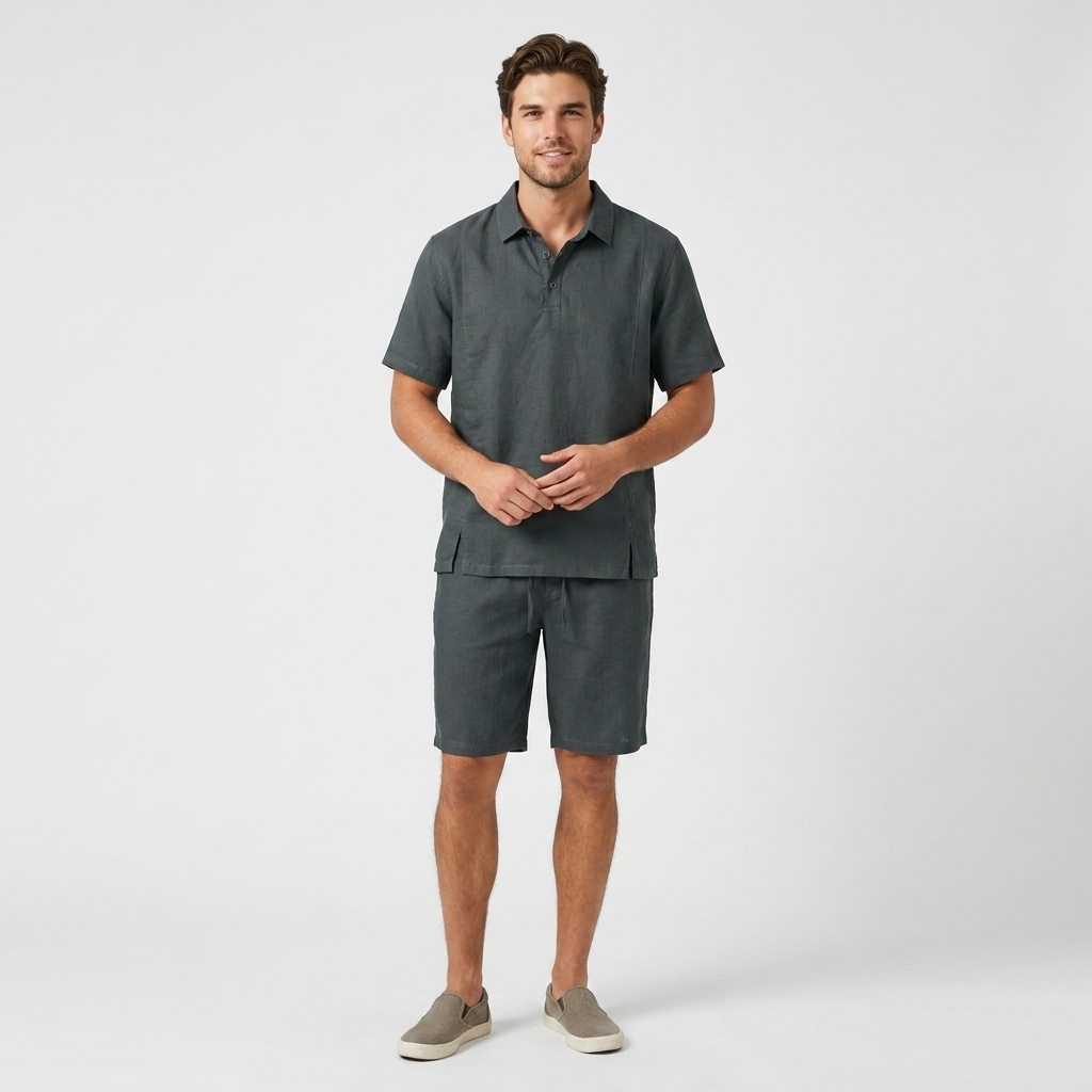 Cedric Resort Polo & Drawstring Shorts Set – Relaxed Summer Co-Ord