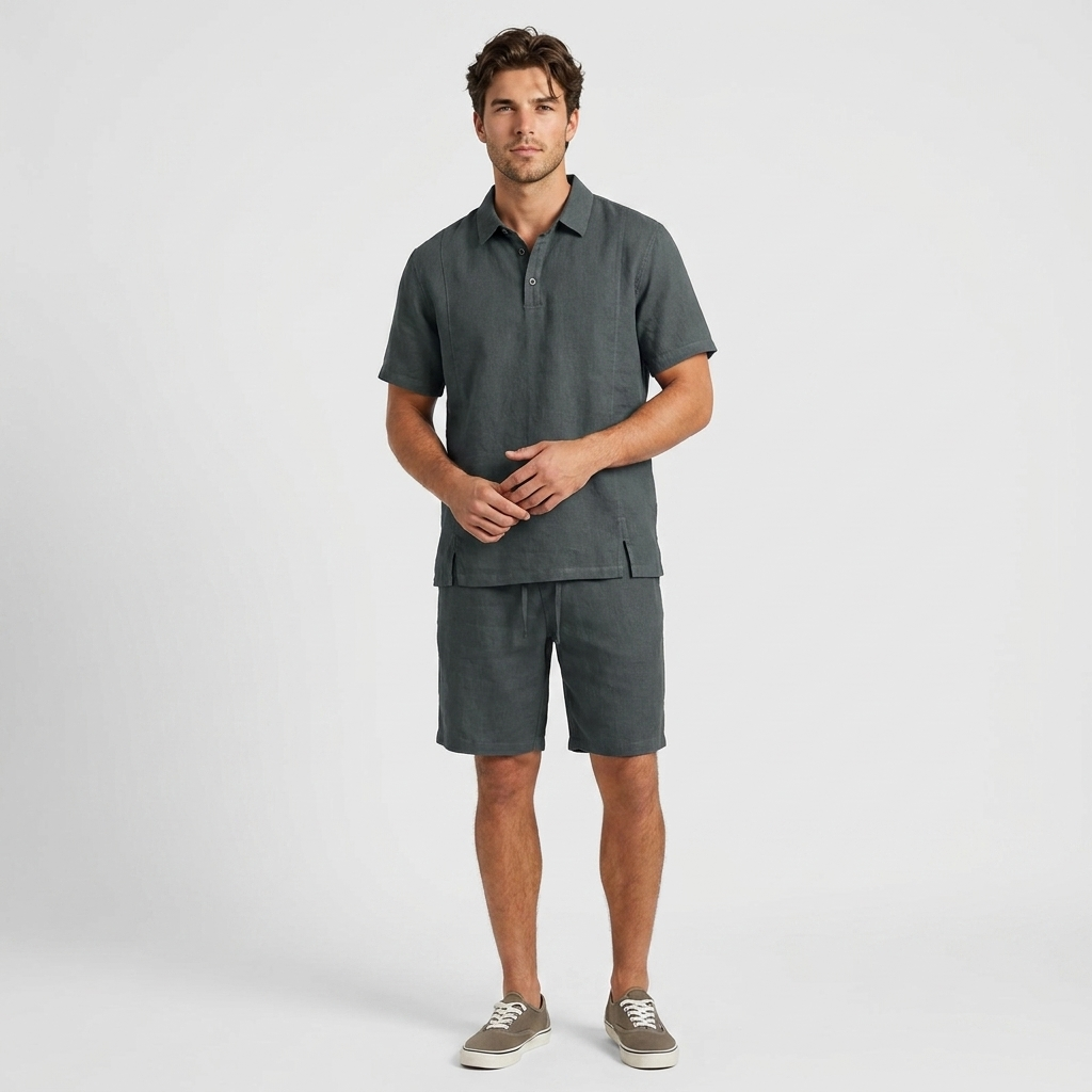 Cedric Resort Polo & Drawstring Shorts Set – Relaxed Summer Co-Ord