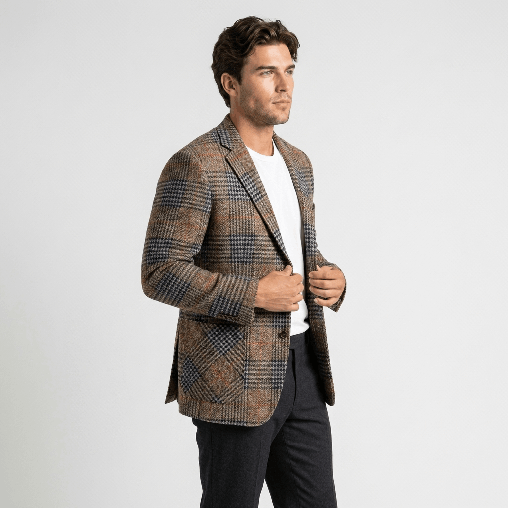 Langston Wool Blend Blazer – Heritage Plaid Tailored Sport Coat