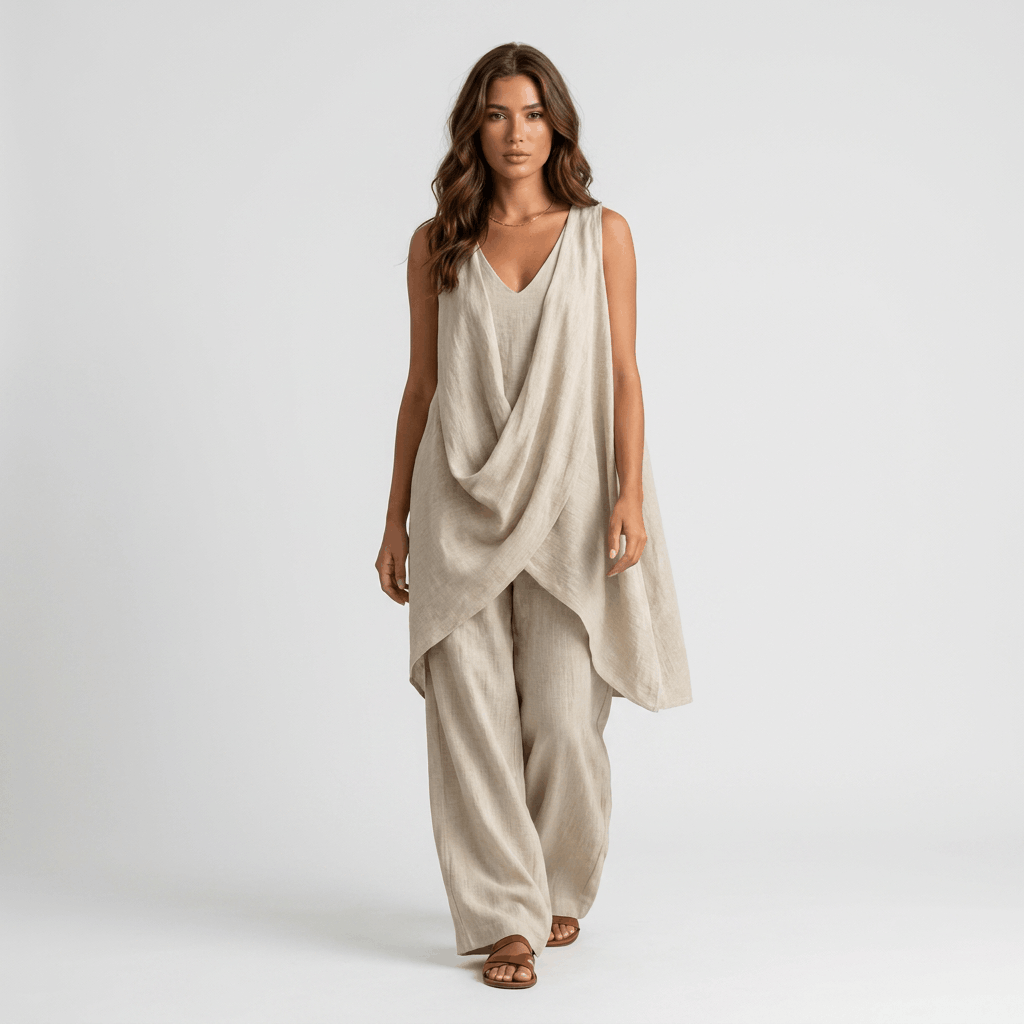 Pauline Cotton Linen Two-Piece Set – Sleeveless Relaxed Summer Outfit