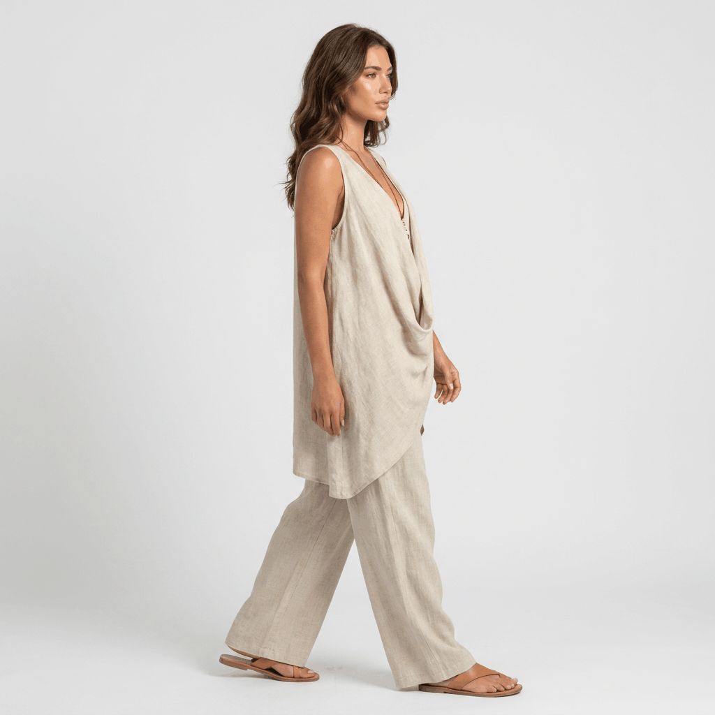 Pauline Cotton Linen Two-Piece Set – Sleeveless Relaxed Summer Outfit