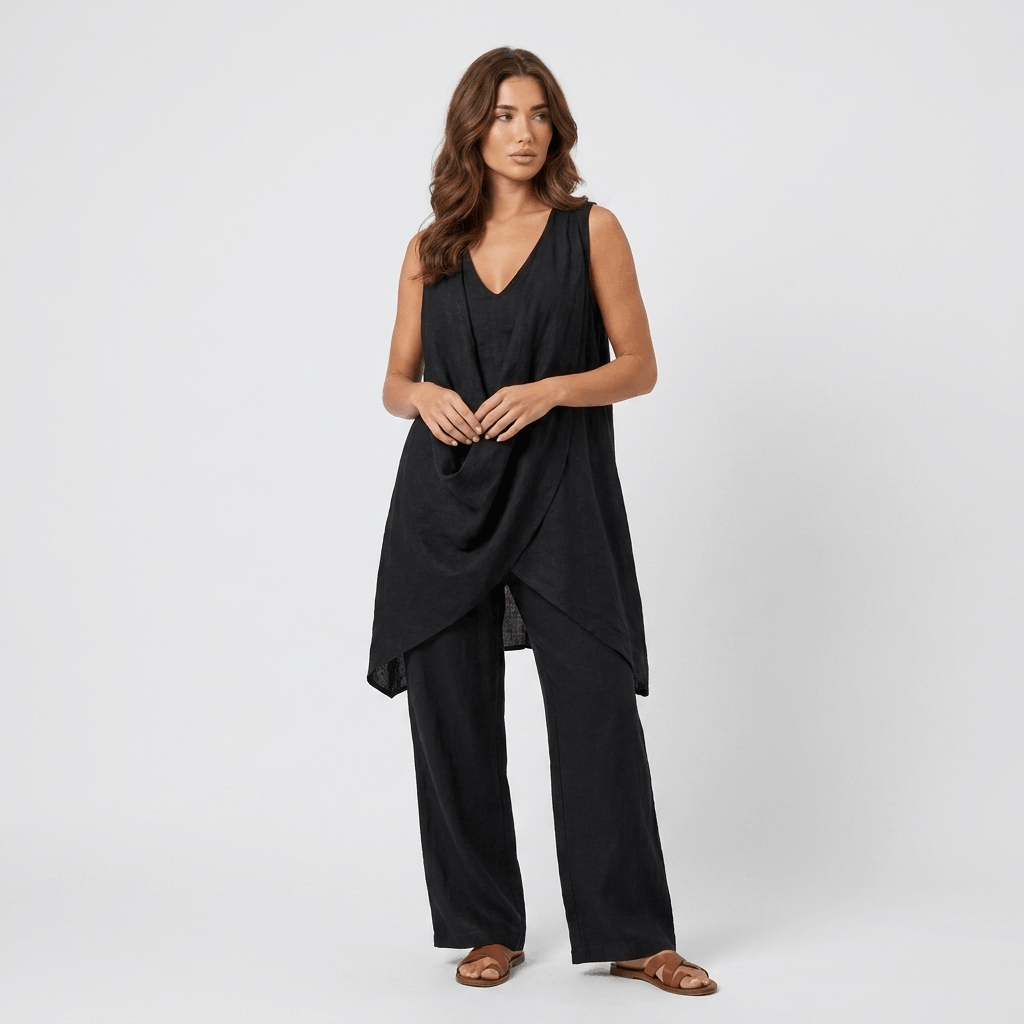 Pauline Cotton Linen Two-Piece Set – Sleeveless Relaxed Summer Outfit