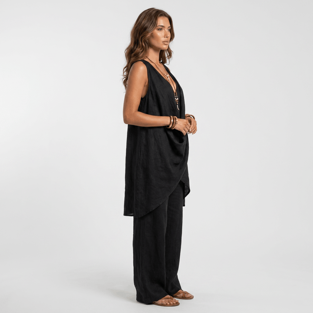 Pauline Cotton Linen Two-Piece Set – Sleeveless Relaxed Summer Outfit