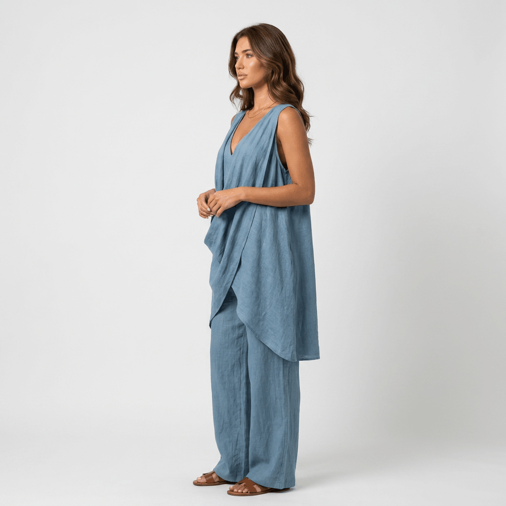 Pauline Cotton Linen Two-Piece Set – Sleeveless Relaxed Summer Outfit