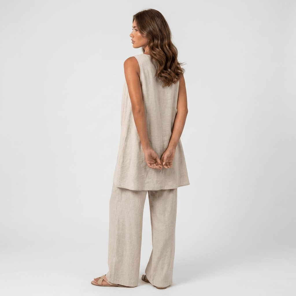 Pauline Cotton Linen Two-Piece Set – Sleeveless Relaxed Summer Outfit
