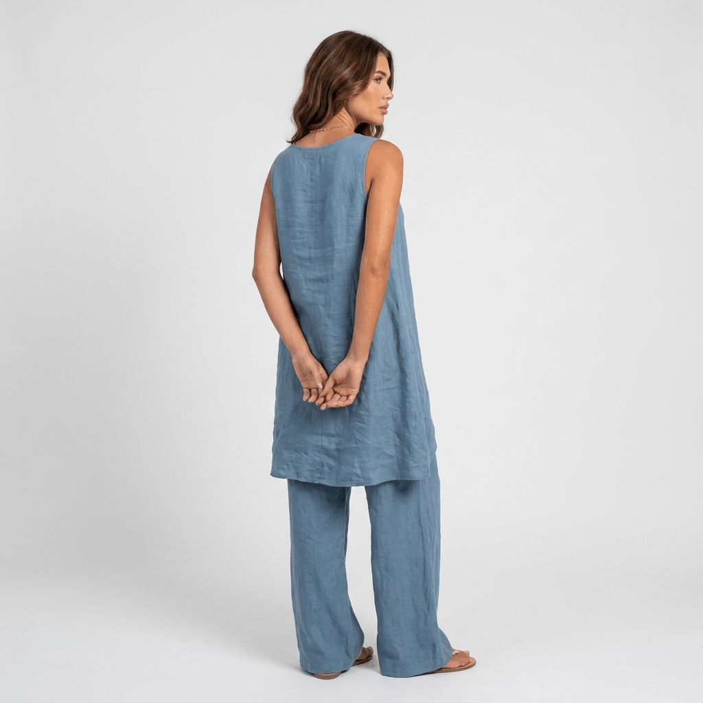 Pauline Cotton Linen Two-Piece Set – Sleeveless Relaxed Summer Outfit