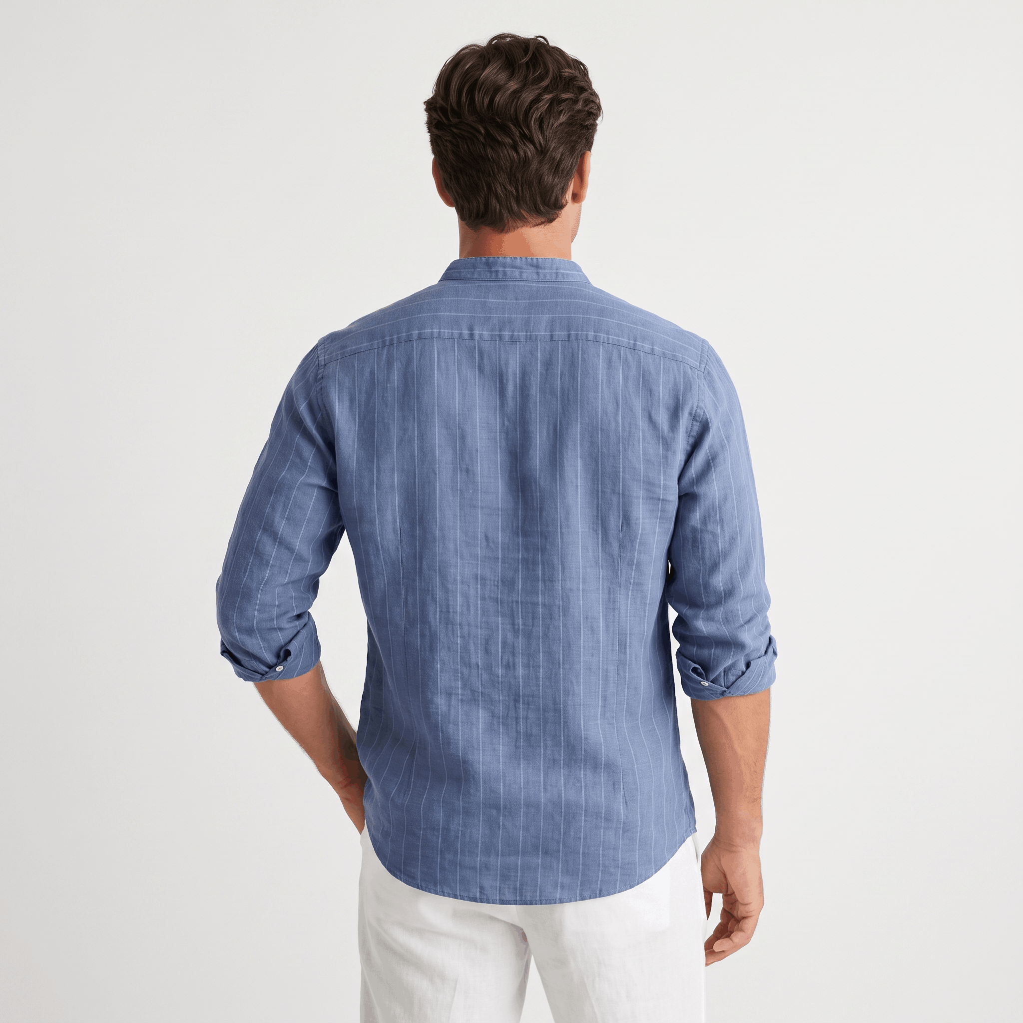 Evander Linen Blend Shirt – Retro Striped Button-Up Casual Top
