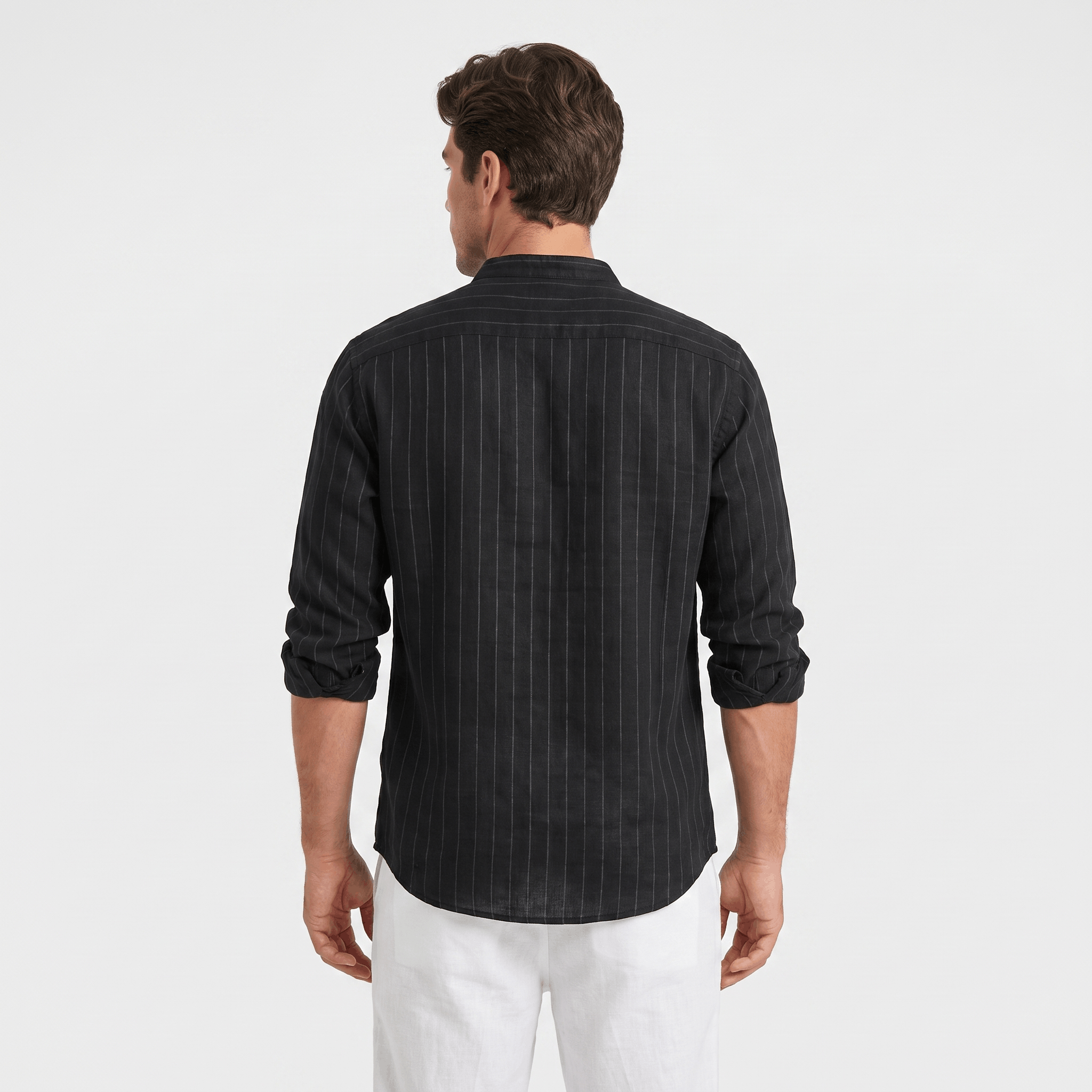 Evander Linen Blend Shirt – Retro Striped Button-Up Casual Top