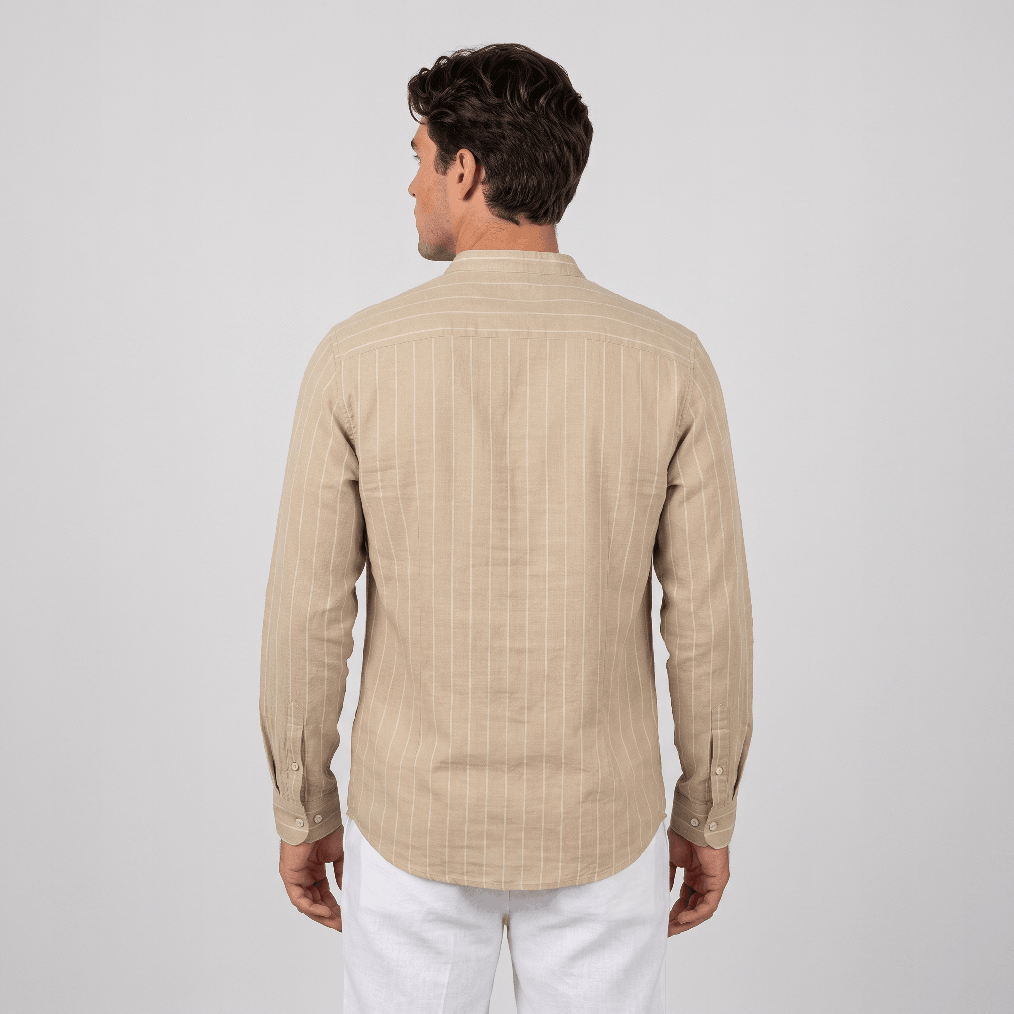 Evander Linen Blend Shirt – Retro Striped Button-Up Casual Top