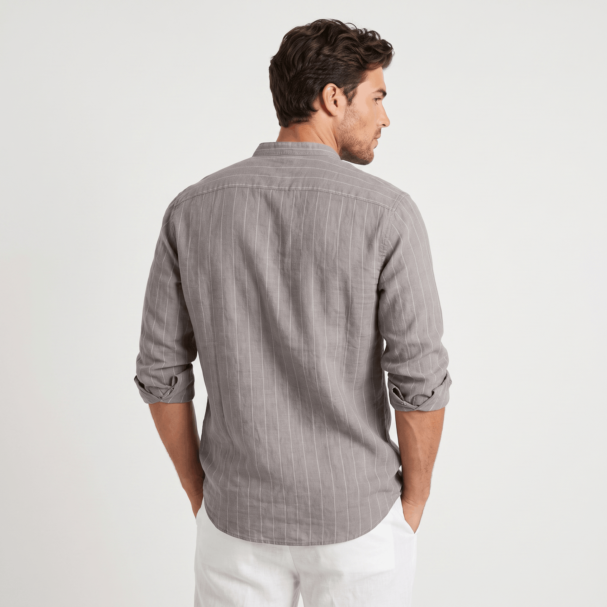 Evander Linen Blend Shirt – Retro Striped Button-Up Casual Top