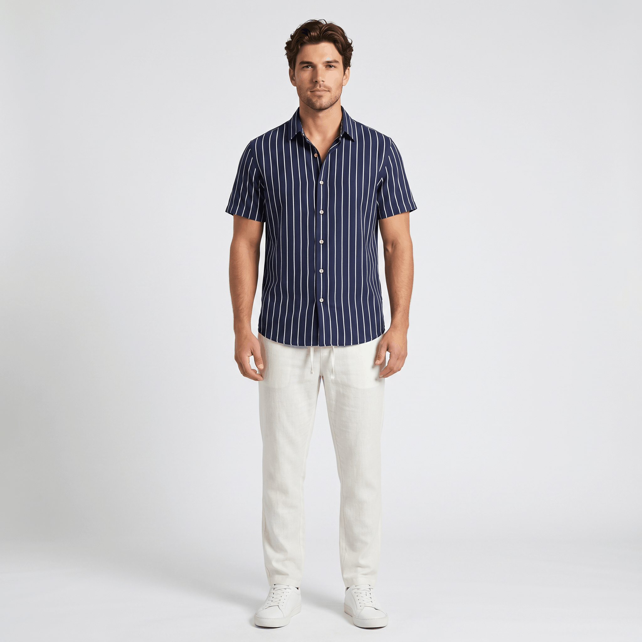 Caspian Resort Two-Piece Set – Striped Drawstring Vacation Outfit