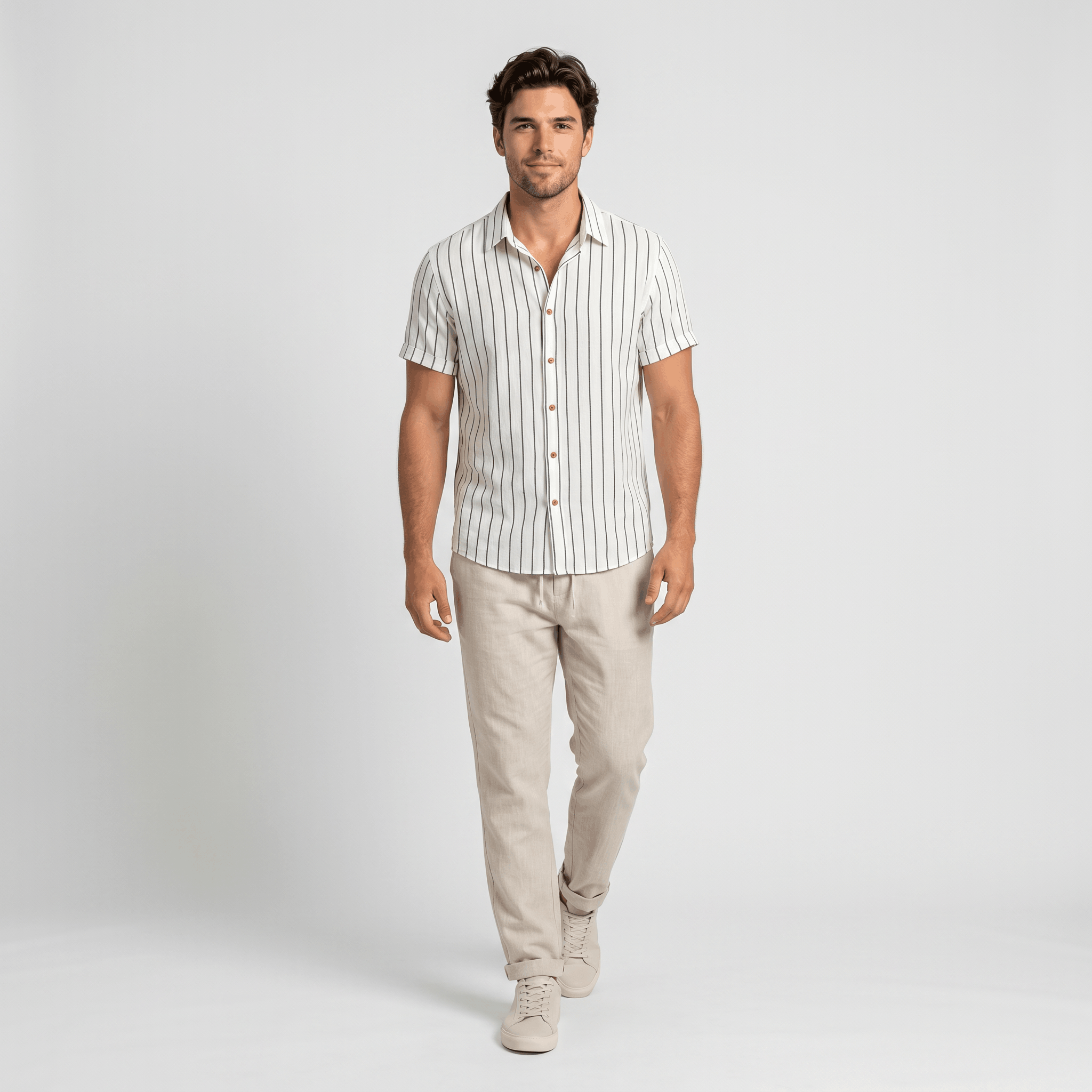 Caspian Resort Two-Piece Set – Striped Drawstring Vacation Outfit