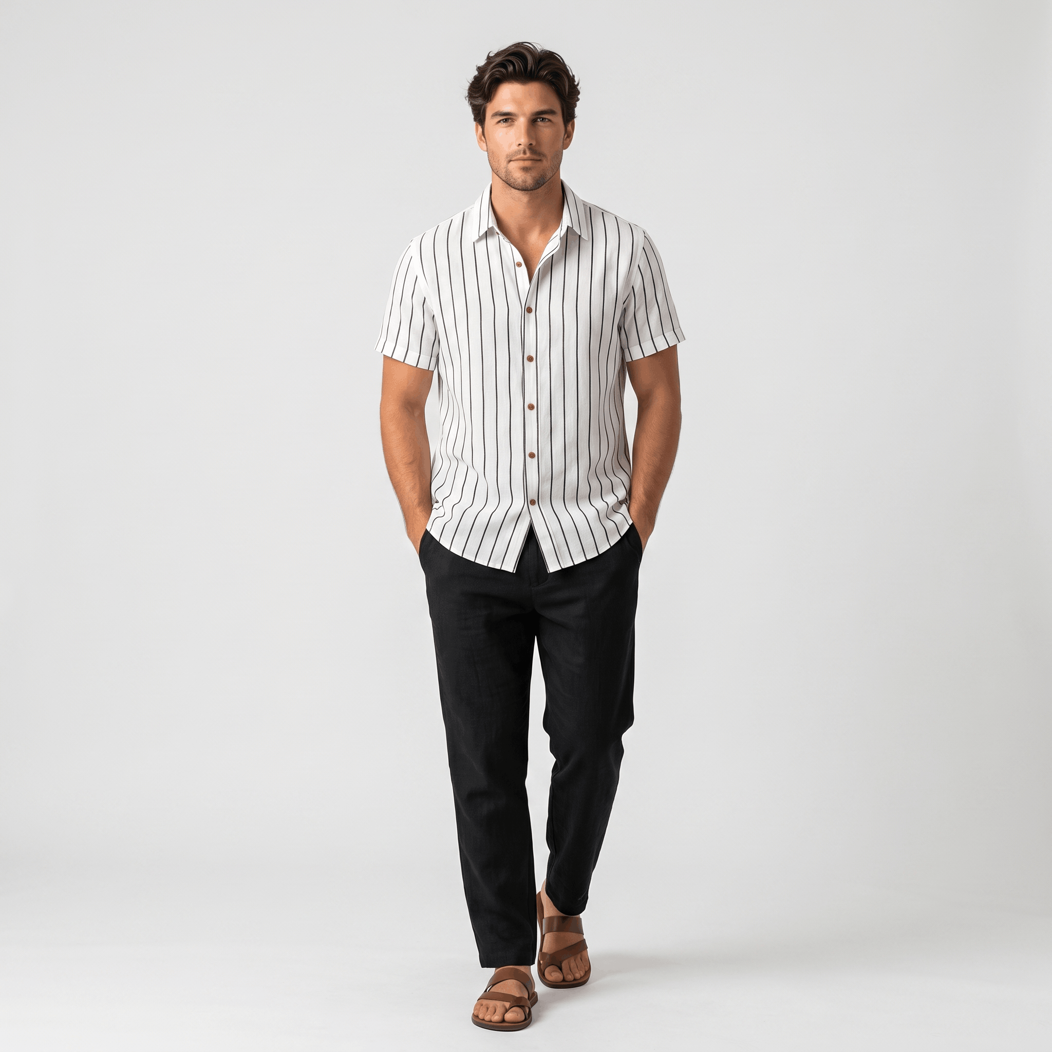 Caspian Resort Two-Piece Set – Striped Drawstring Vacation Outfit