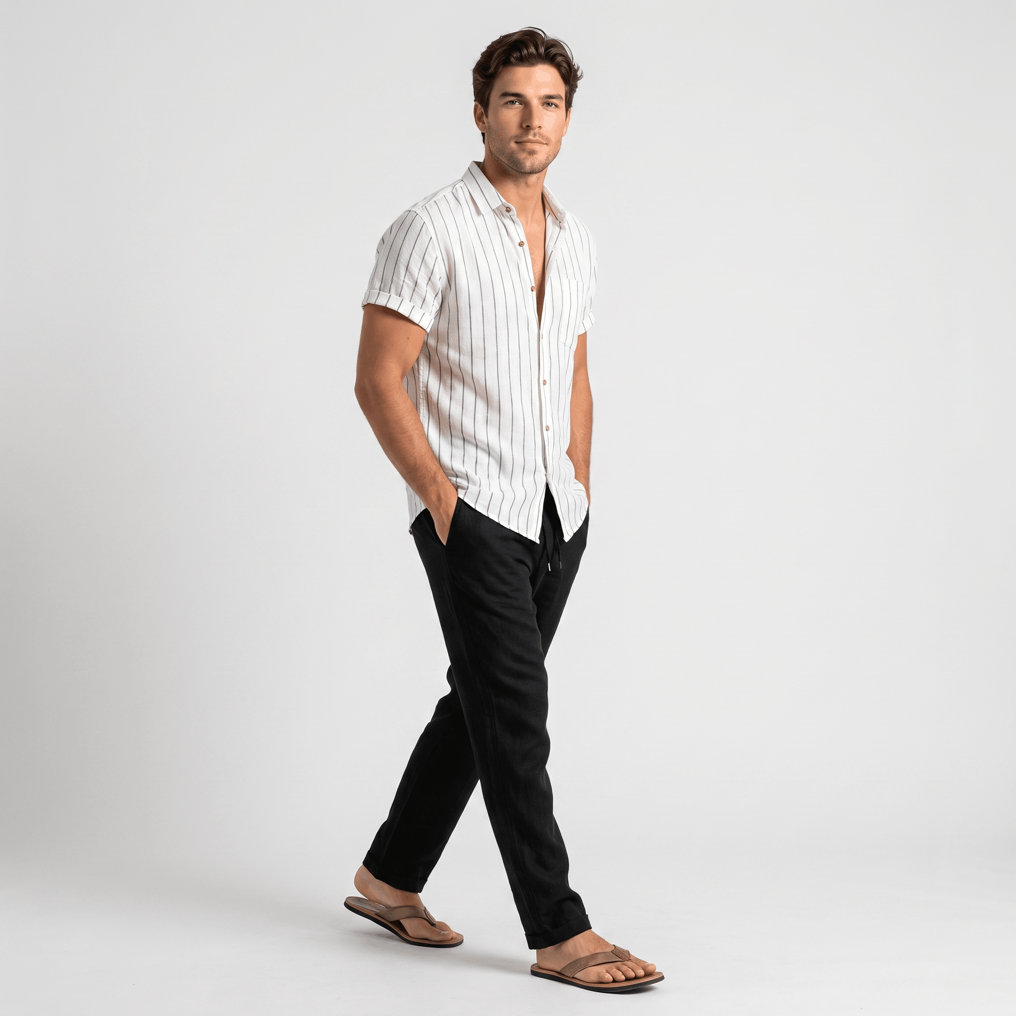 Caspian Resort Two-Piece Set – Striped Drawstring Vacation Outfit