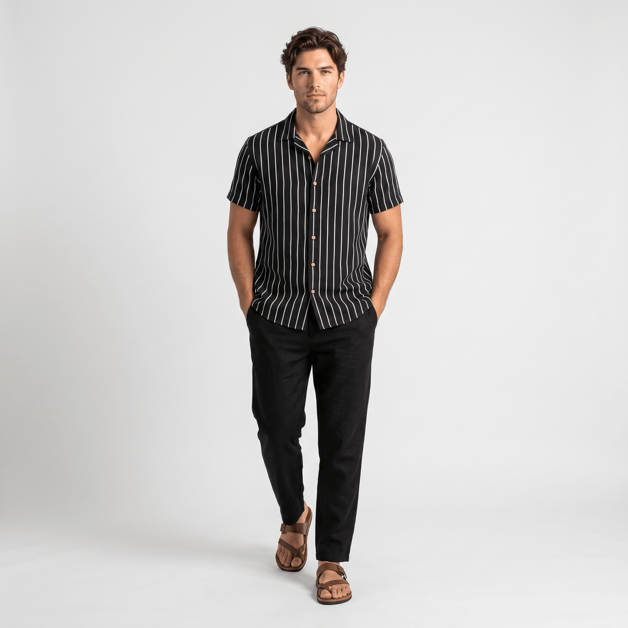 Caspian Resort Two-Piece Set – Striped Drawstring Vacation Outfit