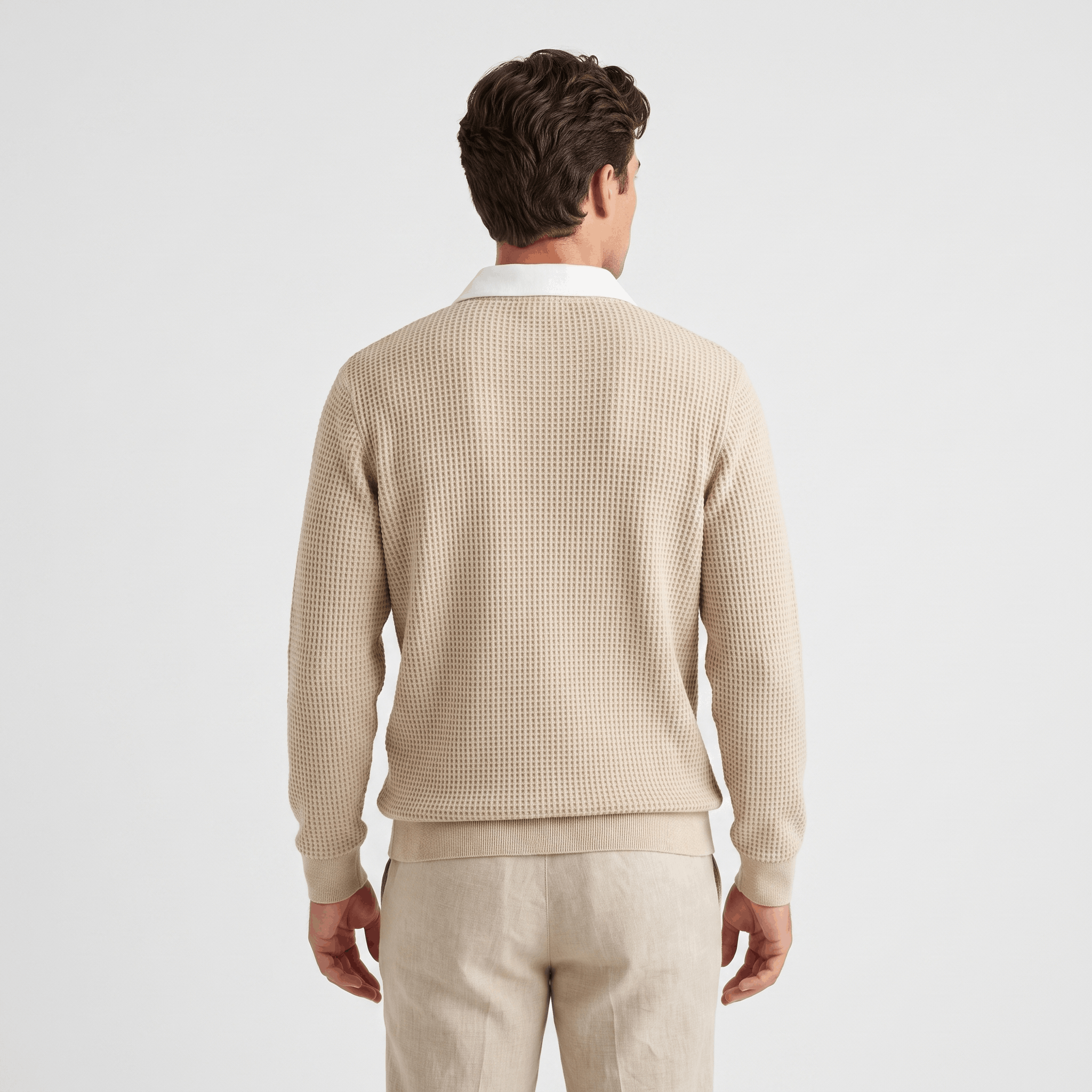 Kerwyn Waffle Knit Polo Sweater – Quarter Zip Textured Pullover