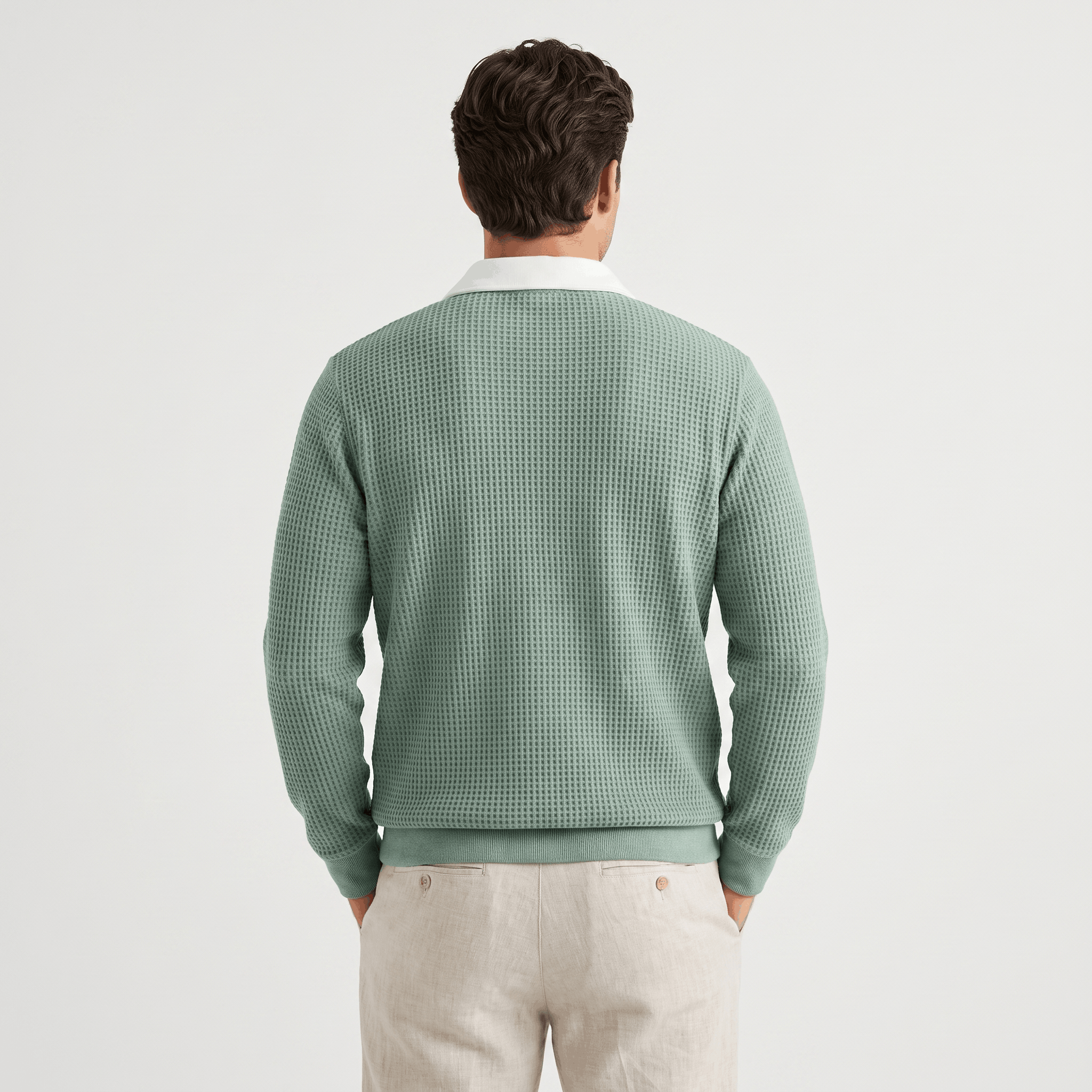 Kerwyn Waffle Knit Polo Sweater – Quarter Zip Textured Pullover