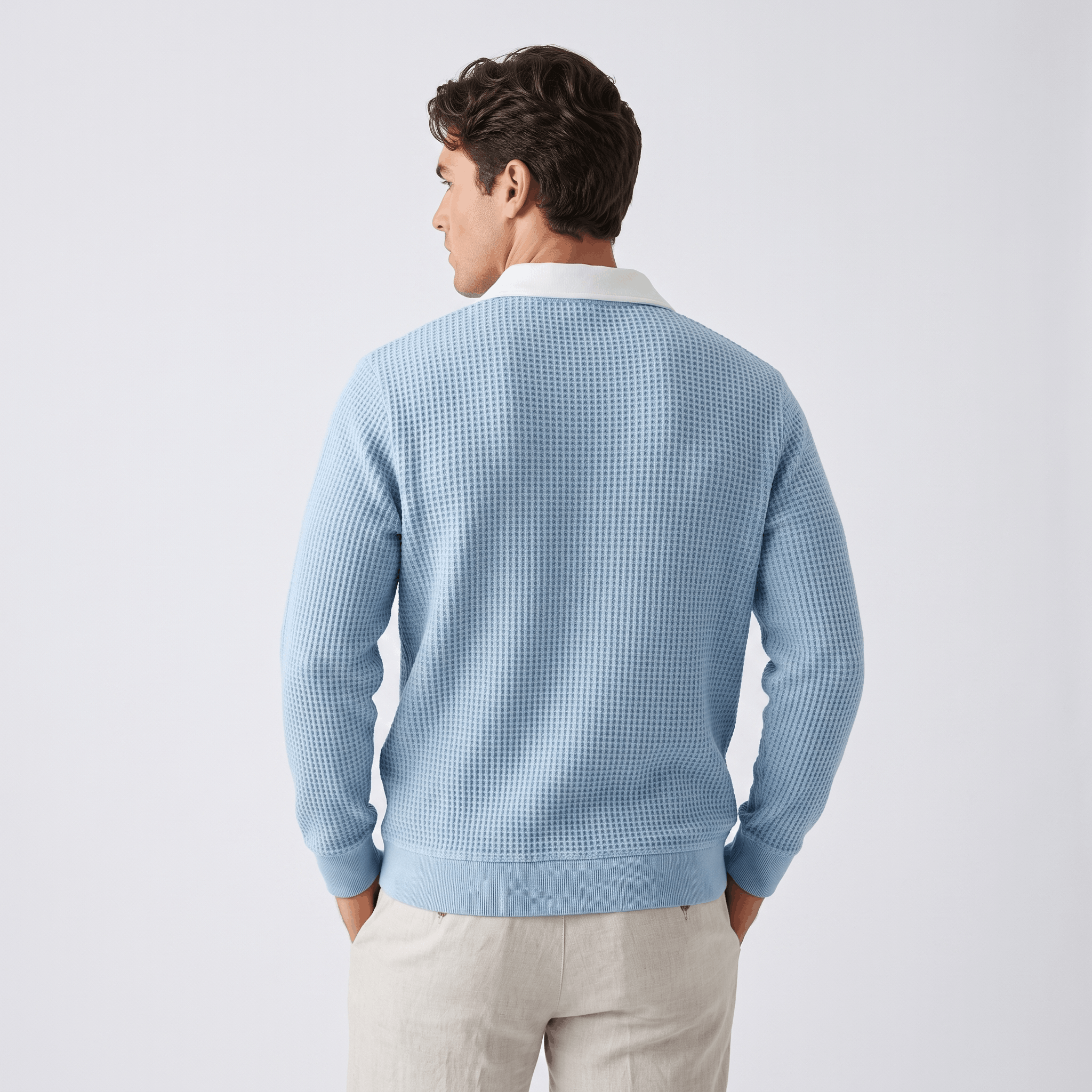 Kerwyn Waffle Knit Polo Sweater – Quarter Zip Textured Pullover