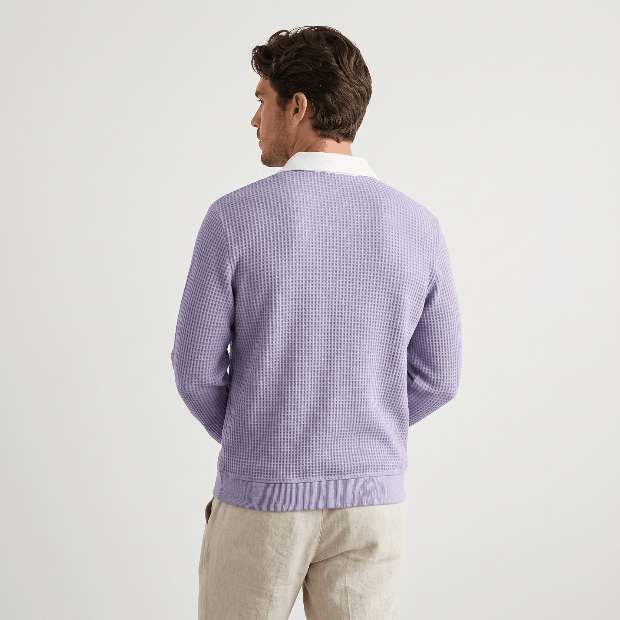 Kerwyn Waffle Knit Polo Sweater – Quarter Zip Textured Pullover