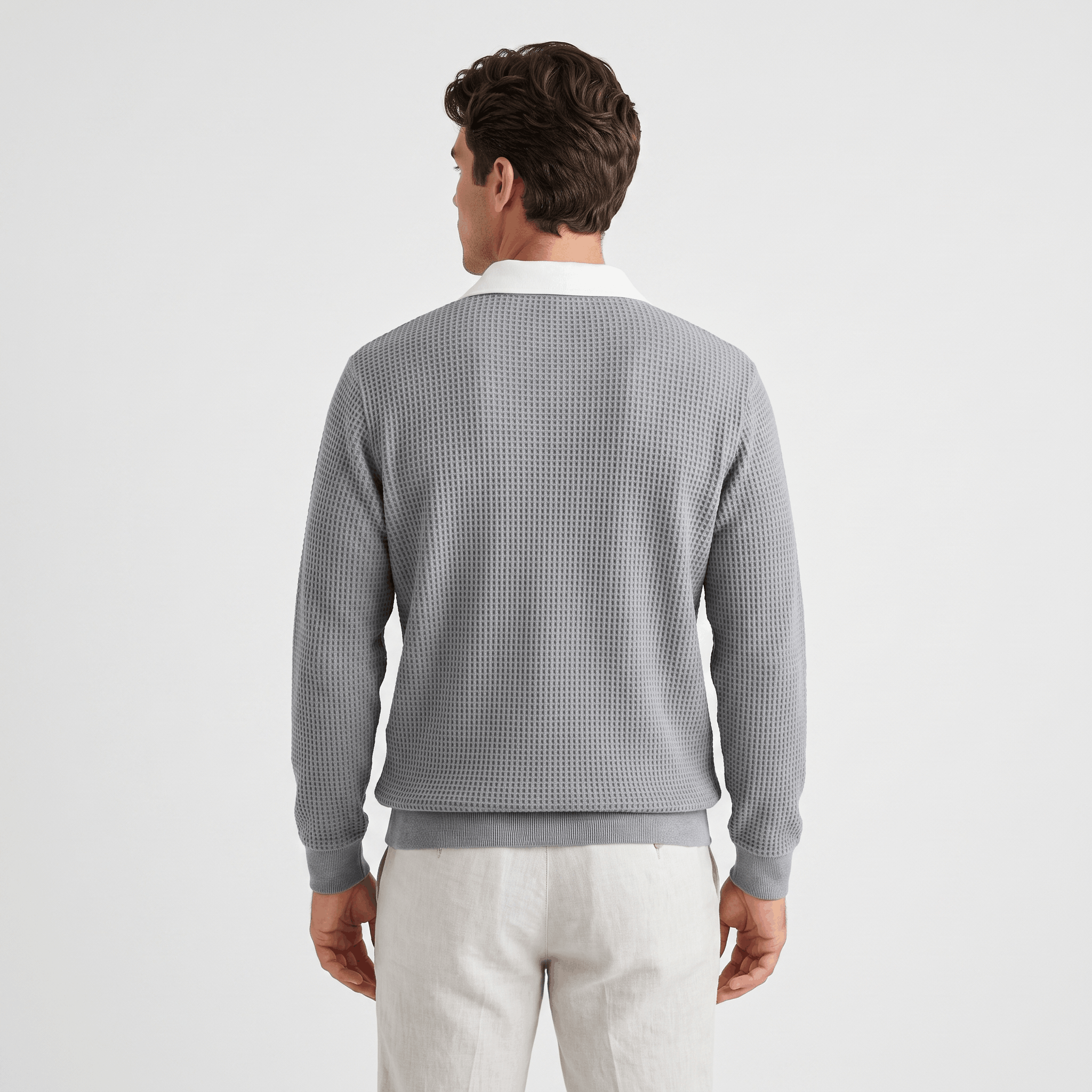 Kerwyn Waffle Knit Polo Sweater – Quarter Zip Textured Pullover