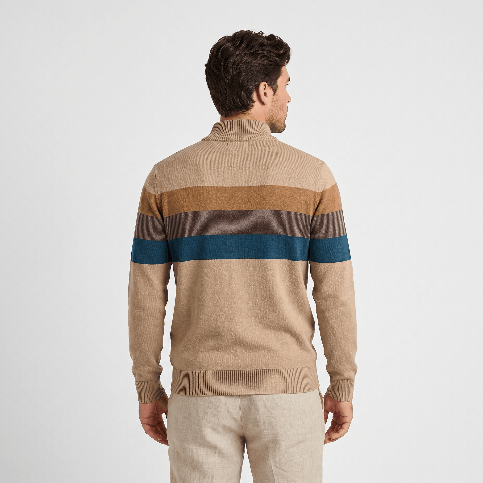 Raffy Cotton Half-Zip Sweater – Ribbed Long Sleeve Pullover