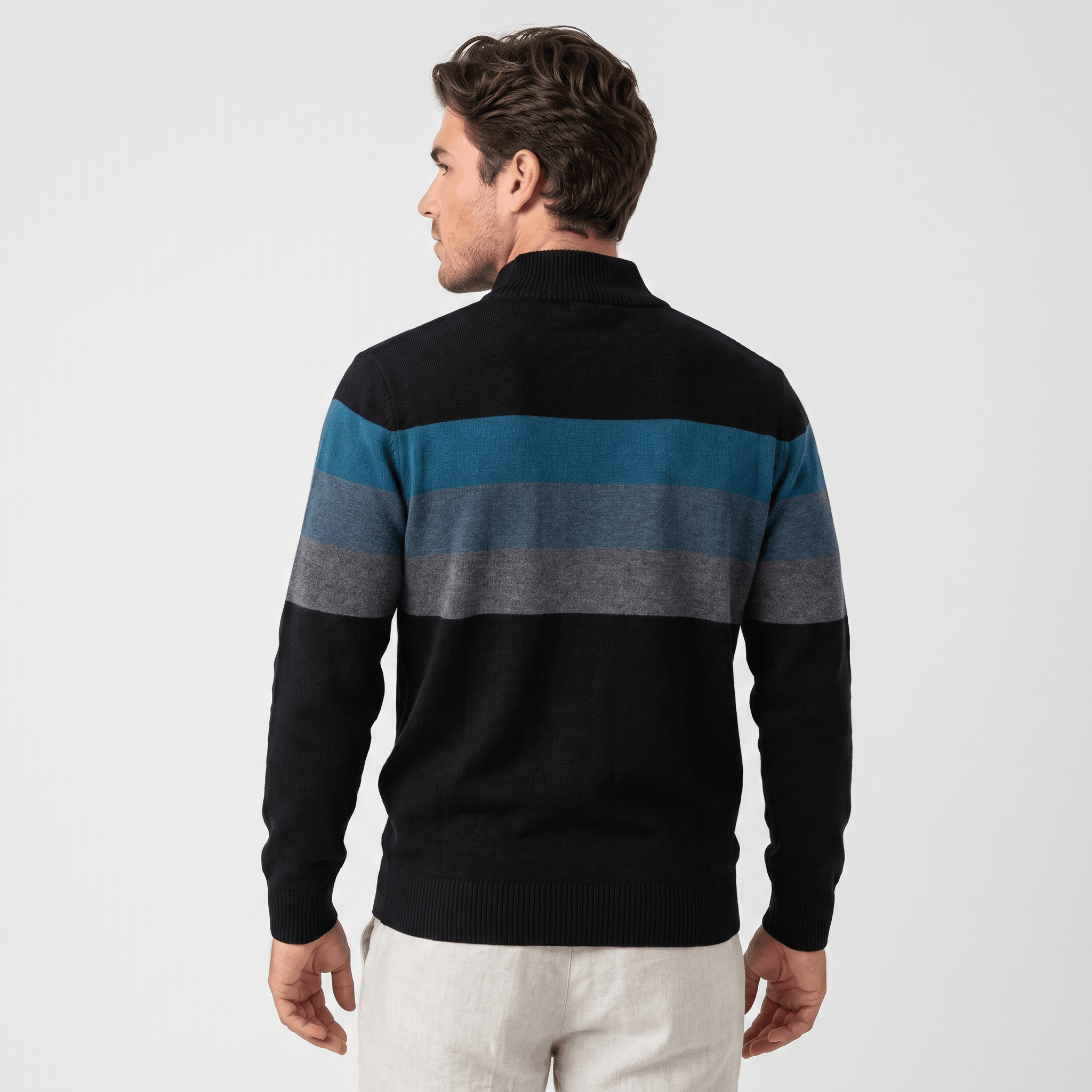 Raffy Cotton Half-Zip Sweater – Ribbed Long Sleeve Pullover