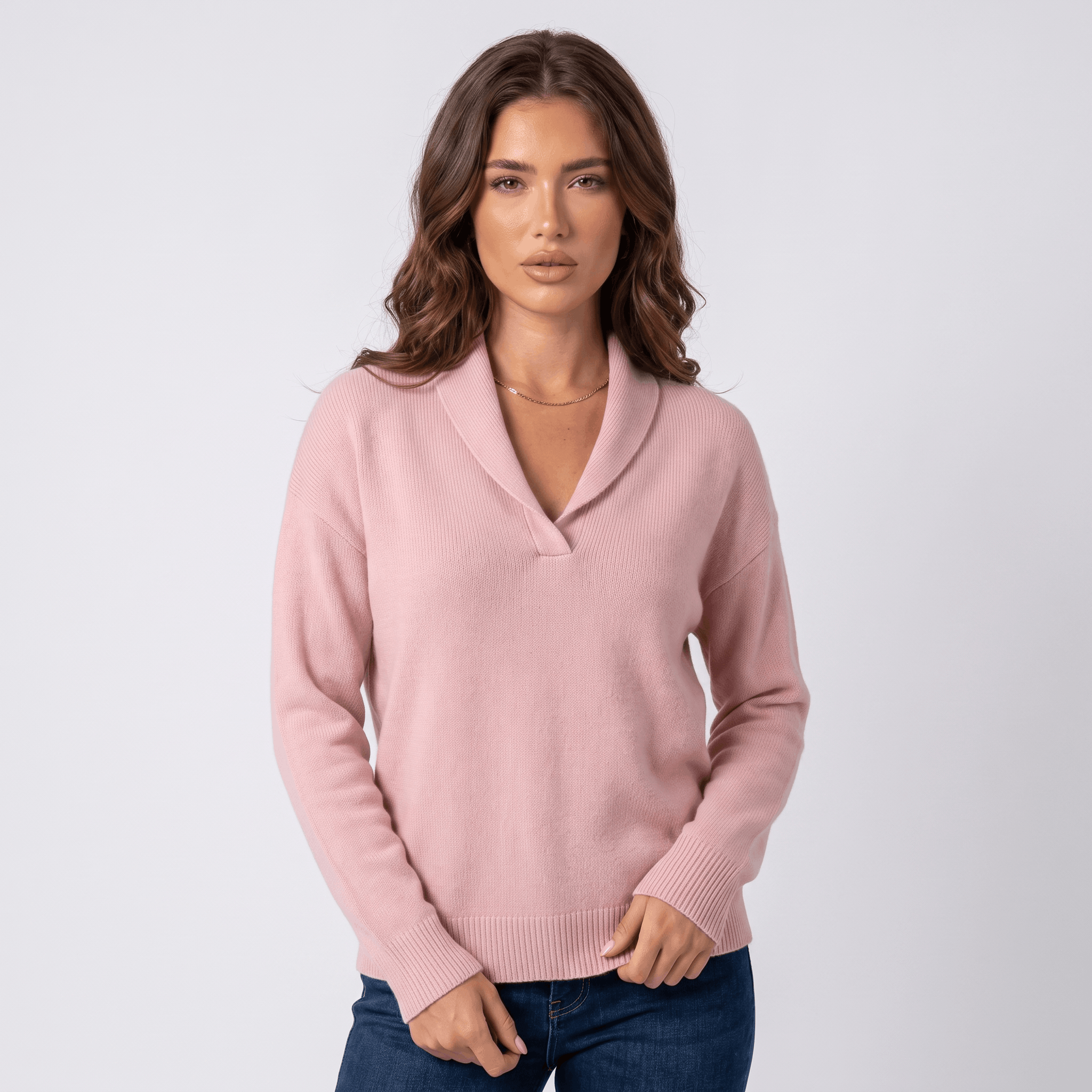 Marianne Knit Sweater – Shawl Collar Relaxed Pullover Top
