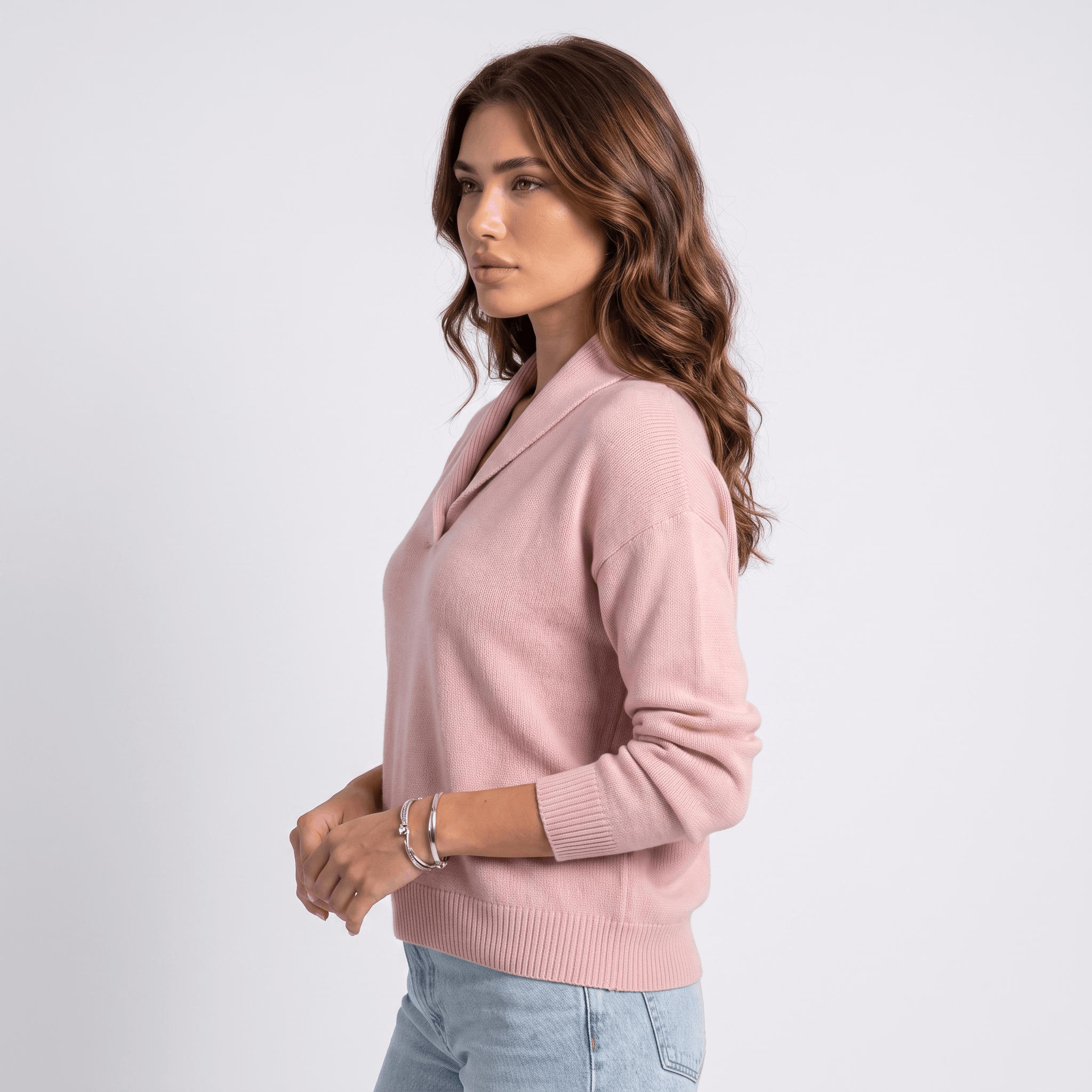 Marianne Knit Sweater – Shawl Collar Relaxed Pullover Top