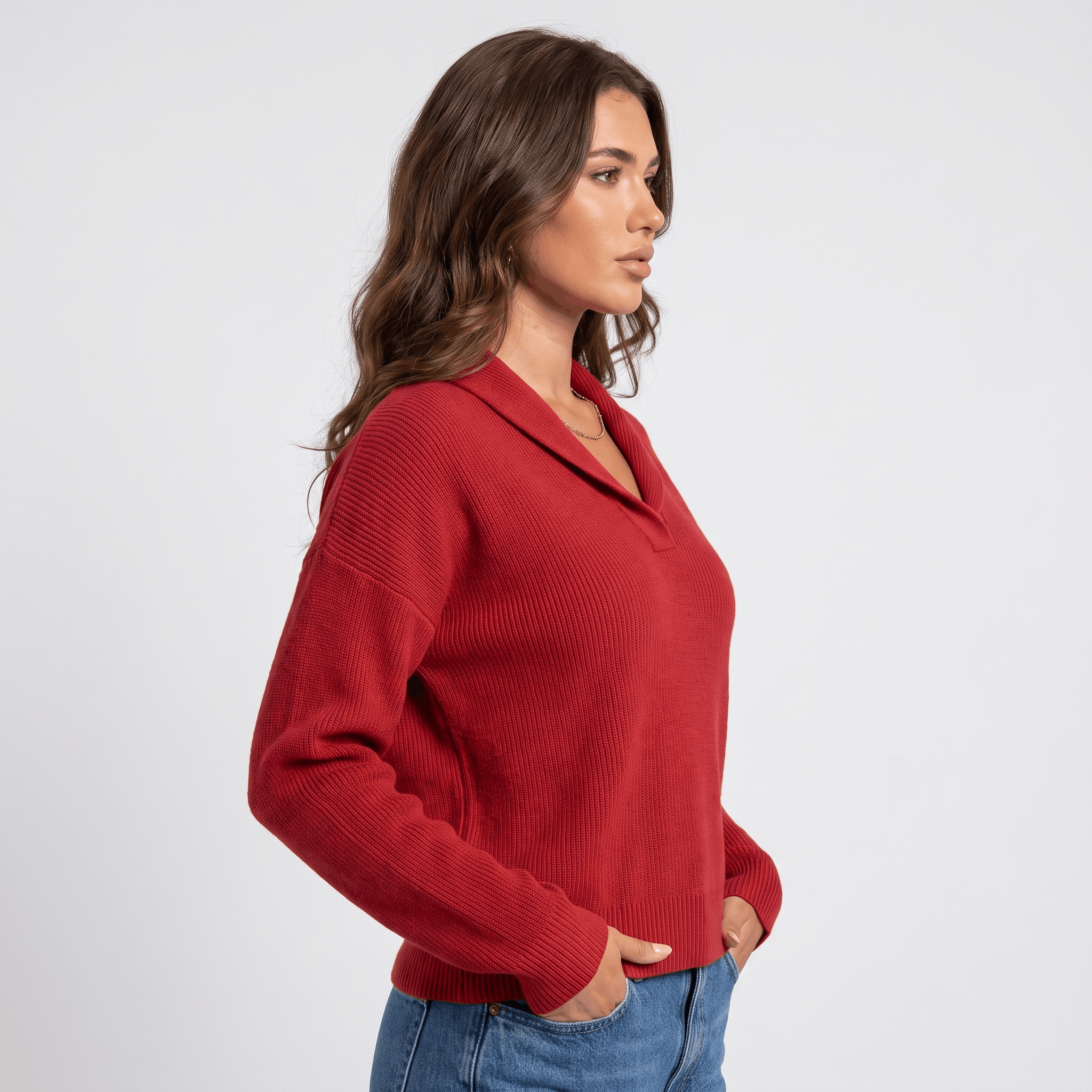 Marianne Knit Sweater – Shawl Collar Relaxed Pullover Top