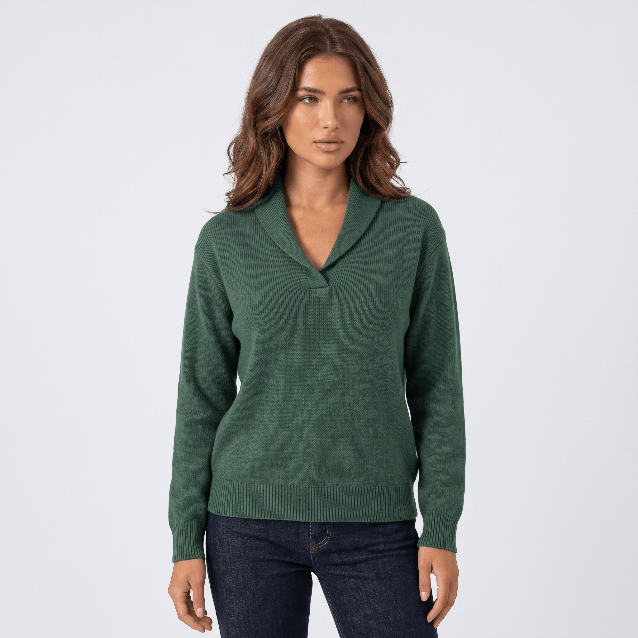 Marianne Knit Sweater – Shawl Collar Relaxed Pullover Top
