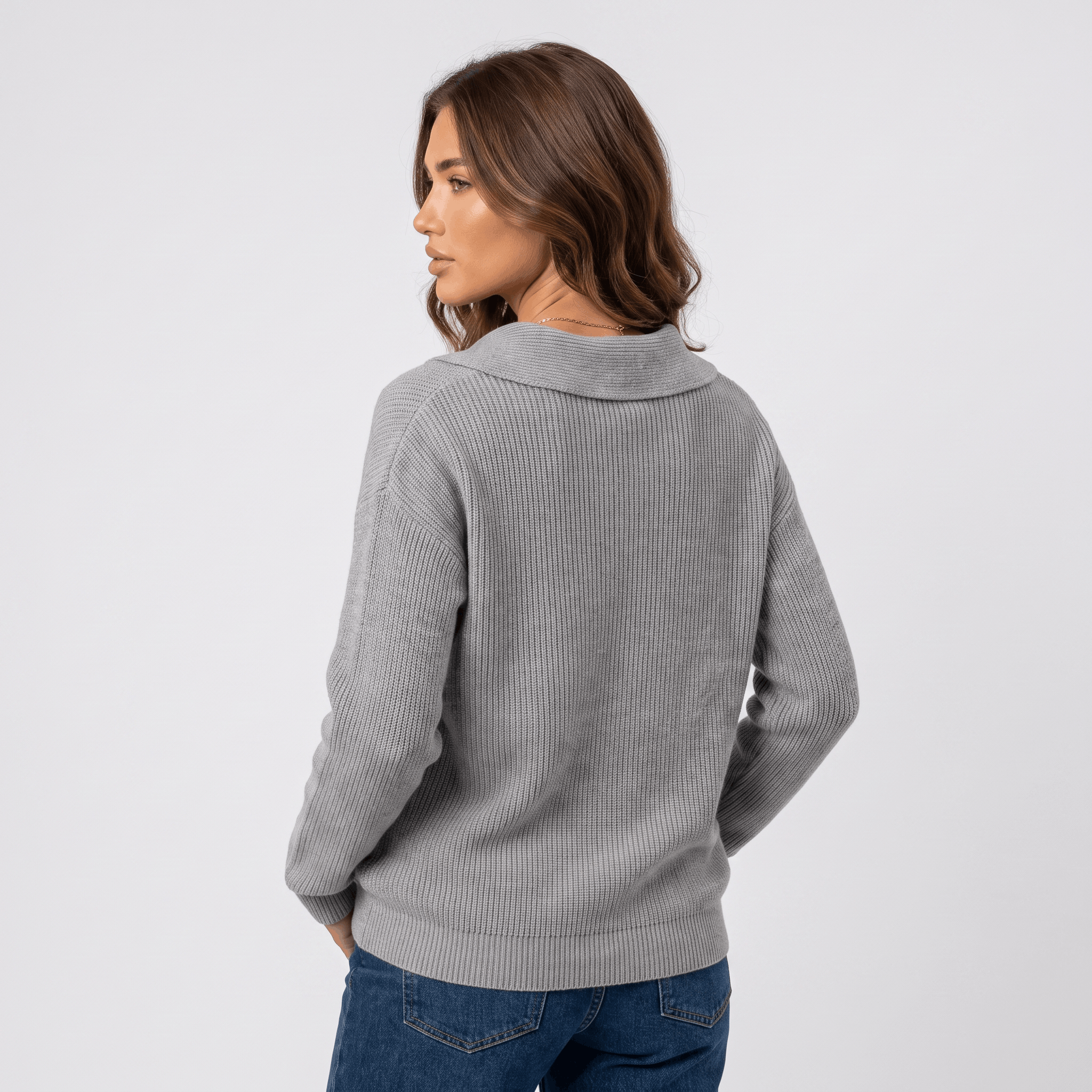 Marianne Knit Sweater – Shawl Collar Relaxed Pullover Top