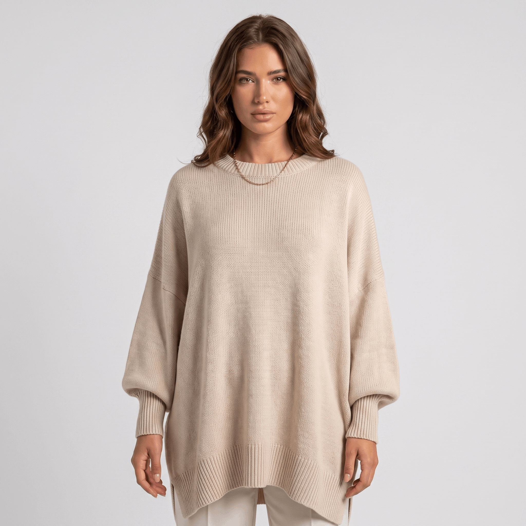Corrin Oversized Knit Sweater – Ribbed Drop Shoulder Pullover