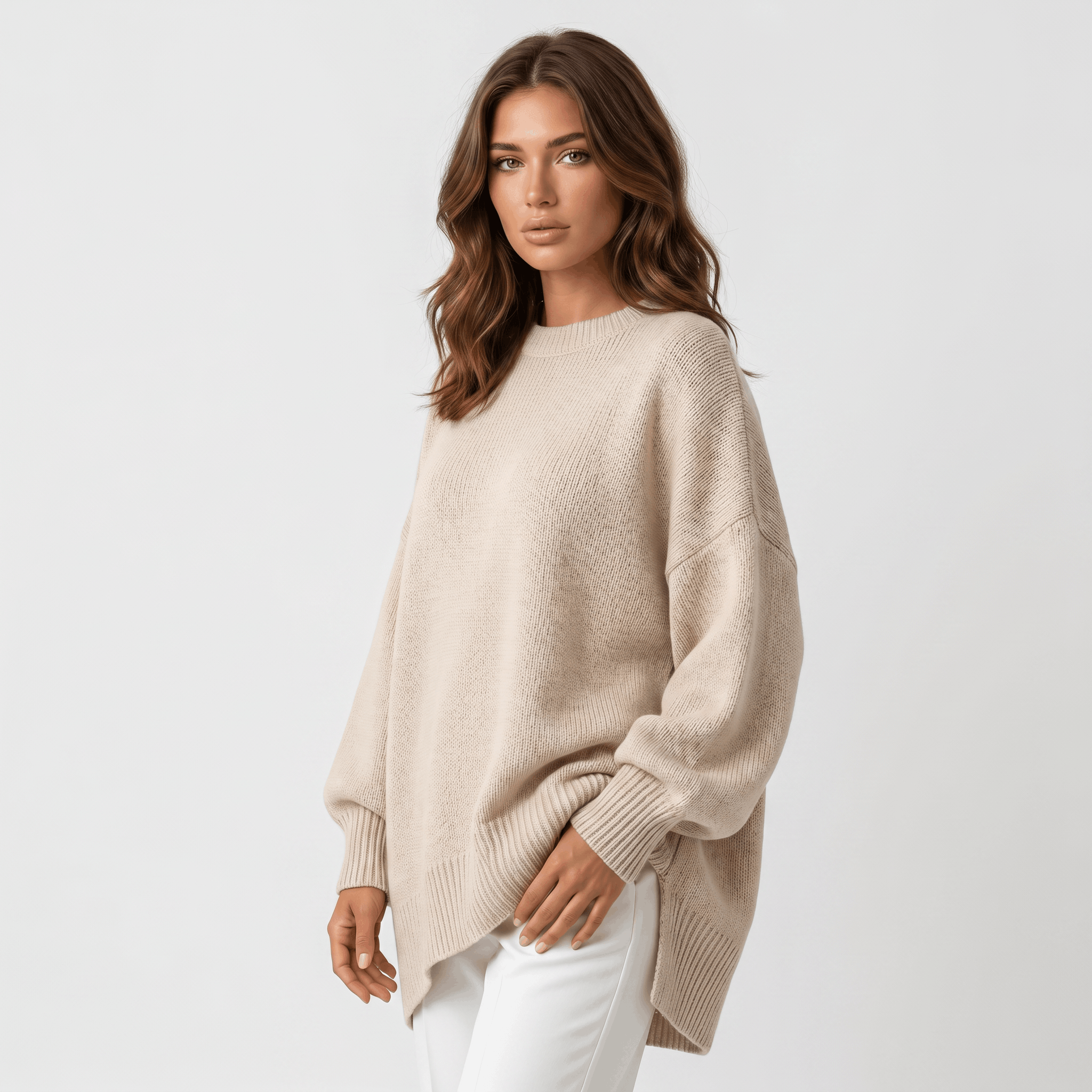 Corrin Oversized Knit Sweater – Ribbed Drop Shoulder Pullover