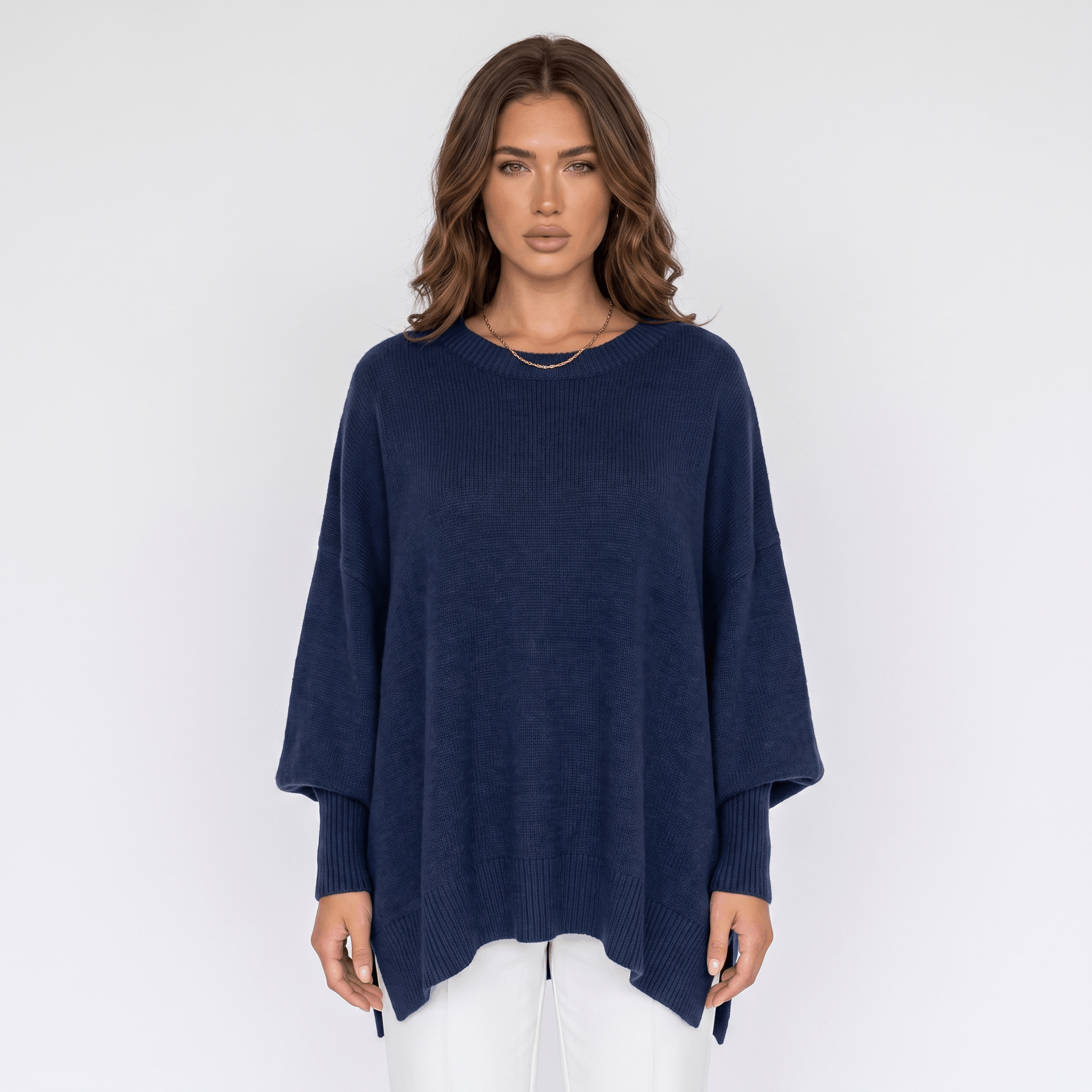 Corrin Oversized Knit Sweater – Ribbed Drop Shoulder Pullover