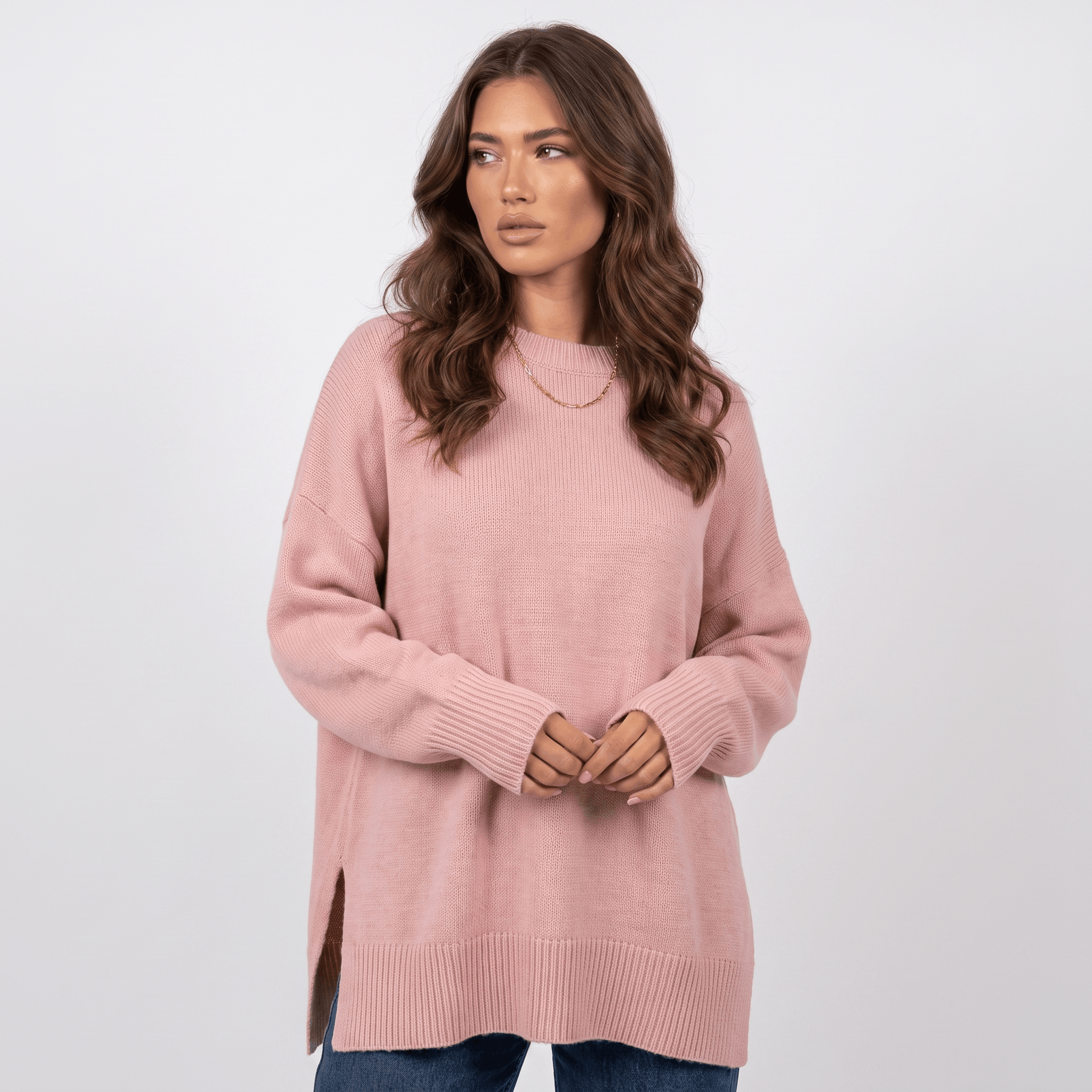 Corrin Oversized Knit Sweater – Ribbed Drop Shoulder Pullover