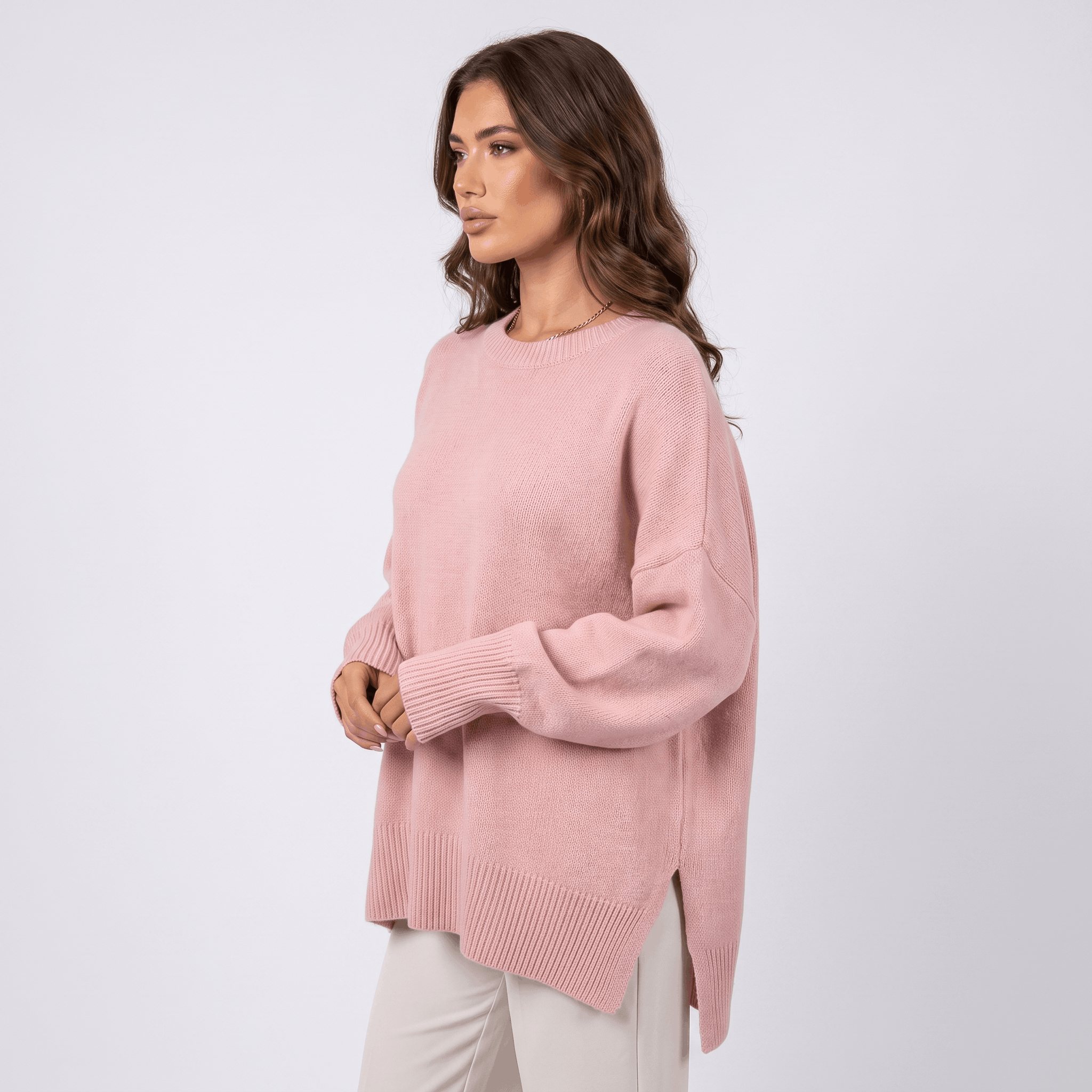 Corrin Oversized Knit Sweater – Ribbed Drop Shoulder Pullover
