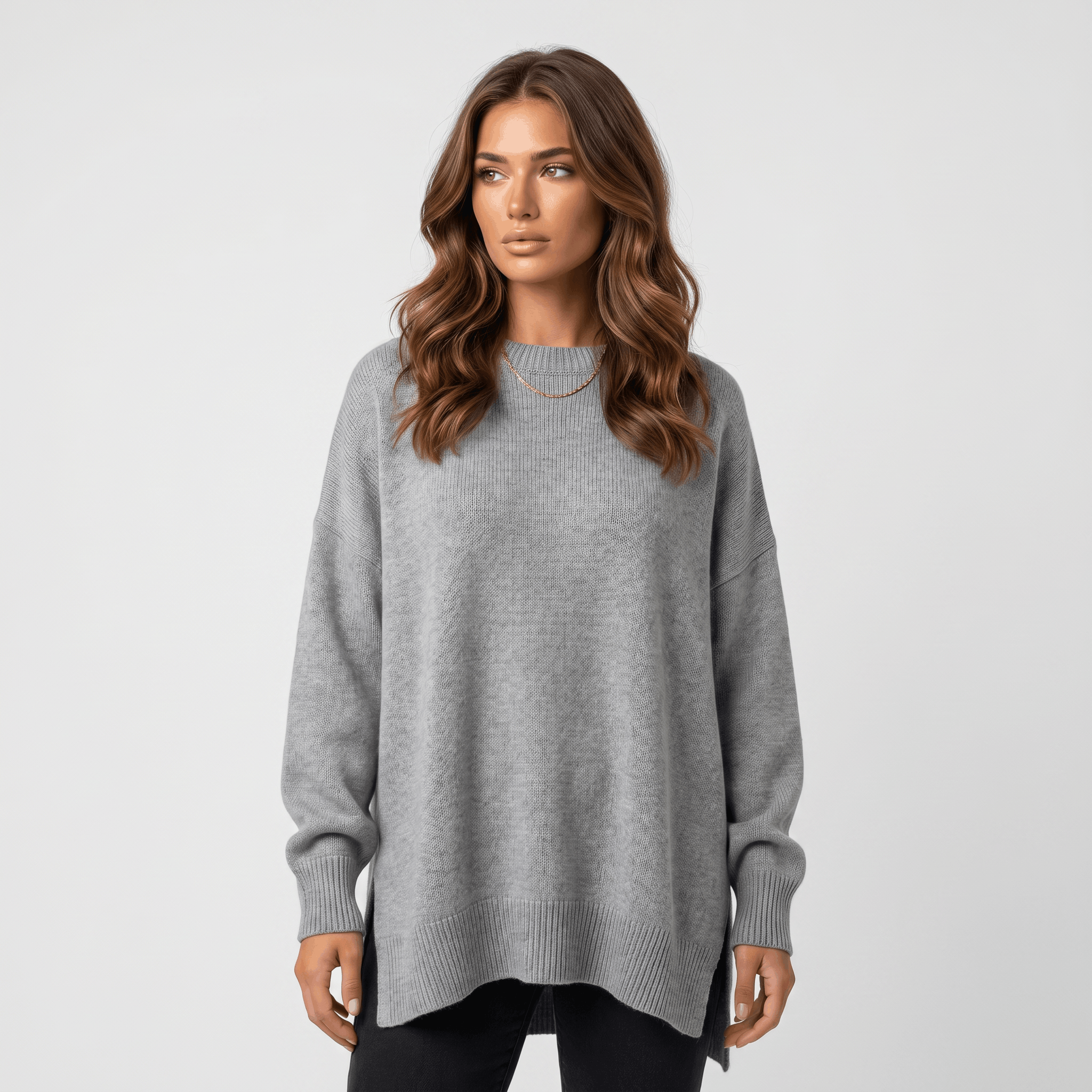 Corrin Oversized Knit Sweater – Ribbed Drop Shoulder Pullover
