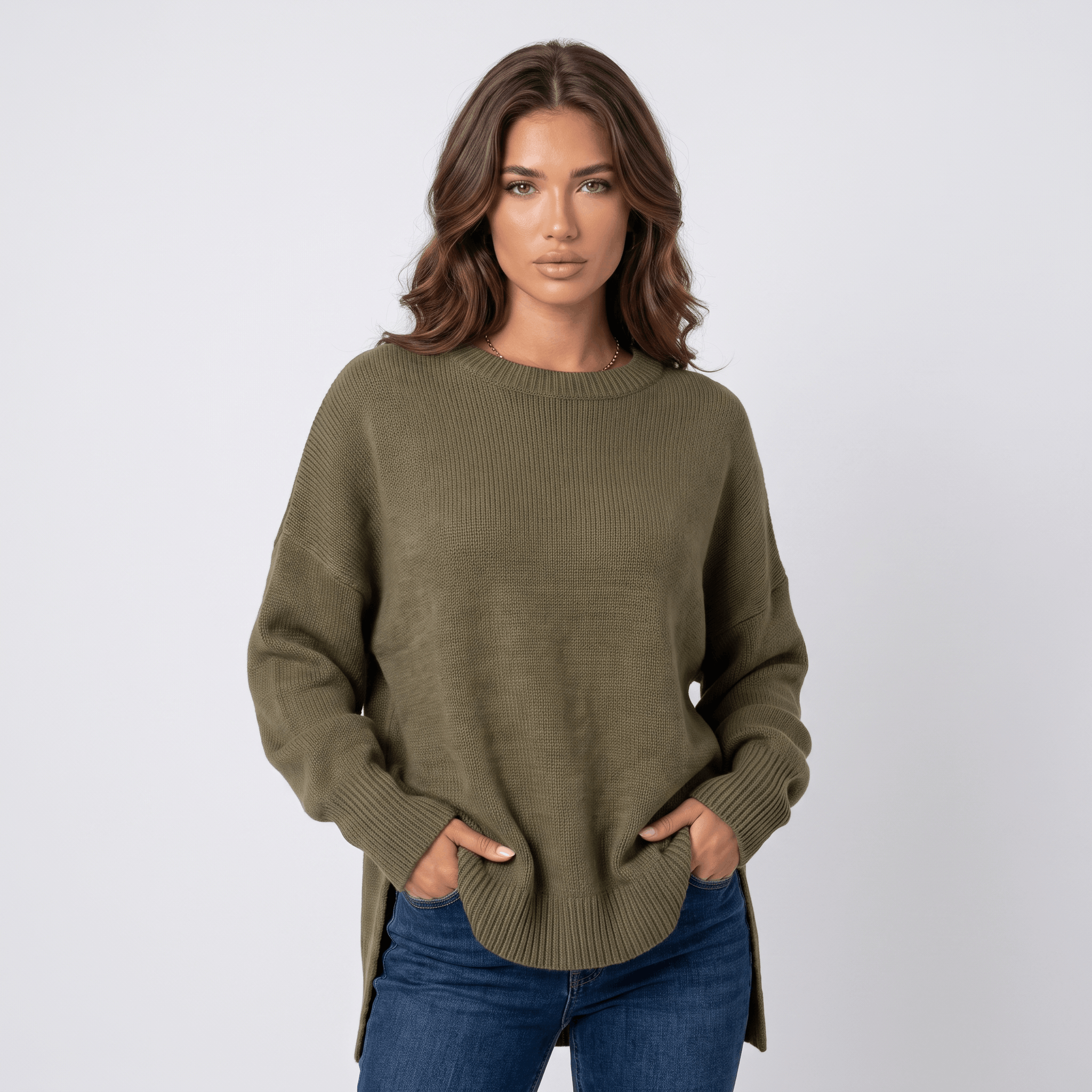 Corrin Oversized Knit Sweater – Ribbed Drop Shoulder Pullover