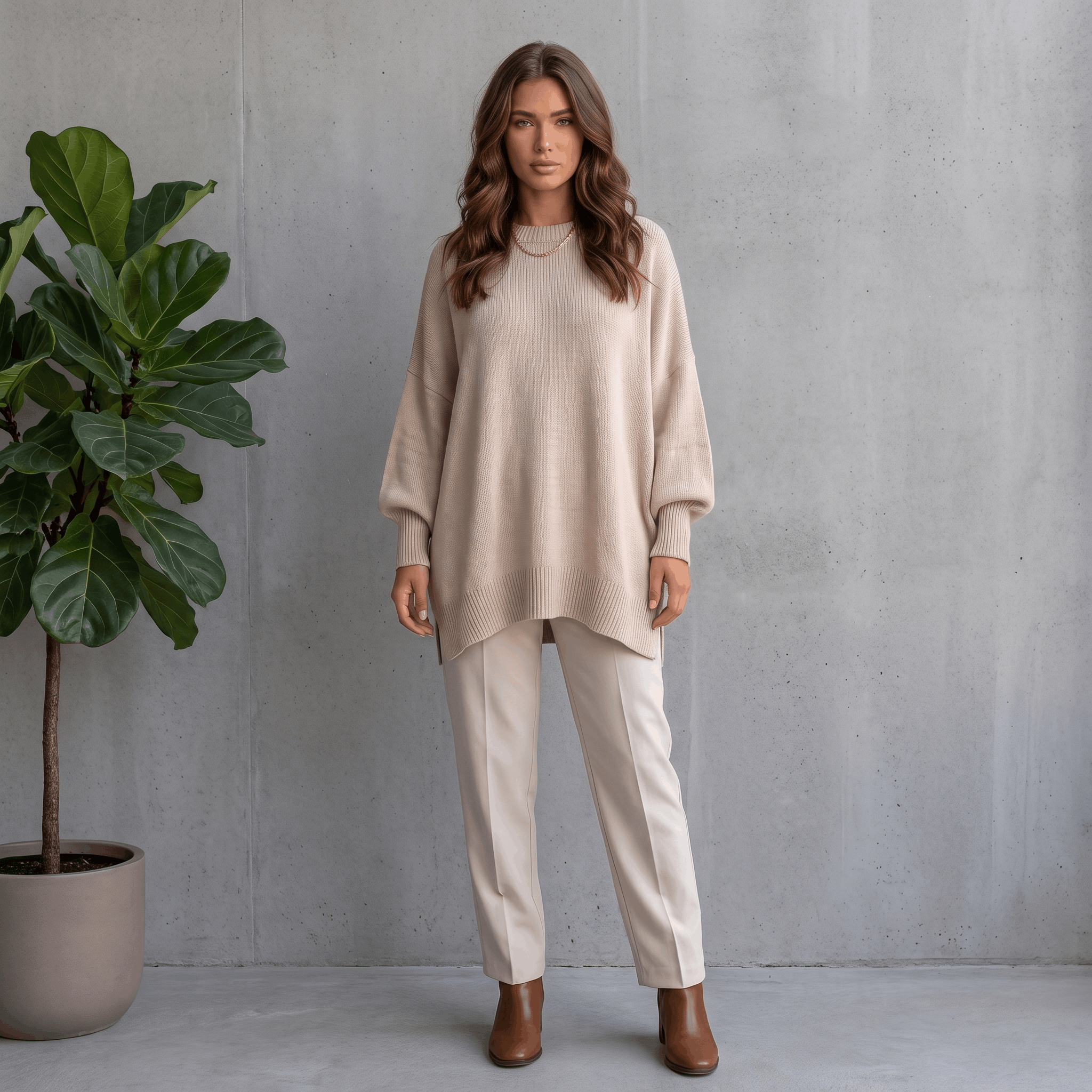 Corrin Oversized Knit Sweater – Ribbed Drop Shoulder Pullover