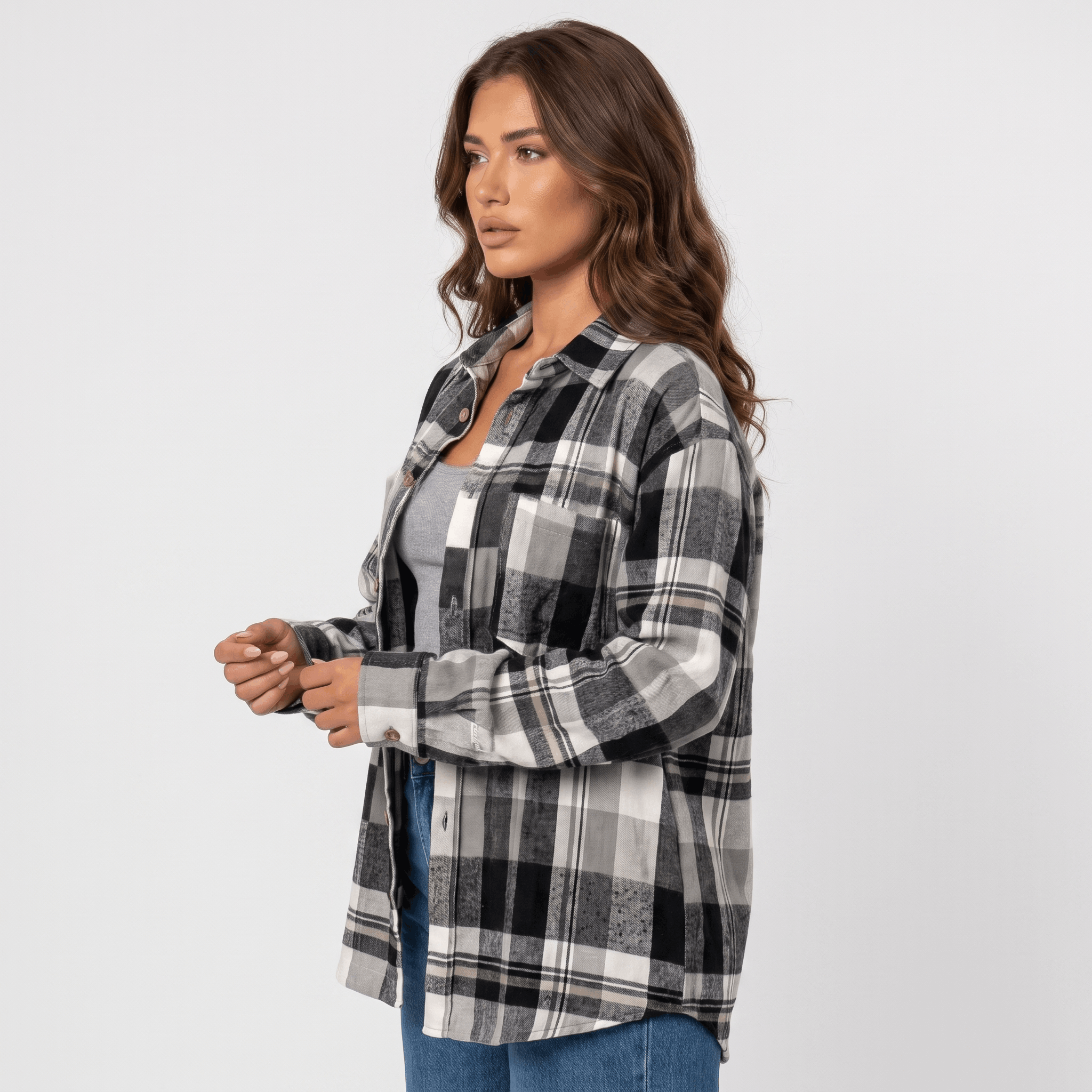 Elodie Plaid Shacket – Women's Brushed Flannel Jacket