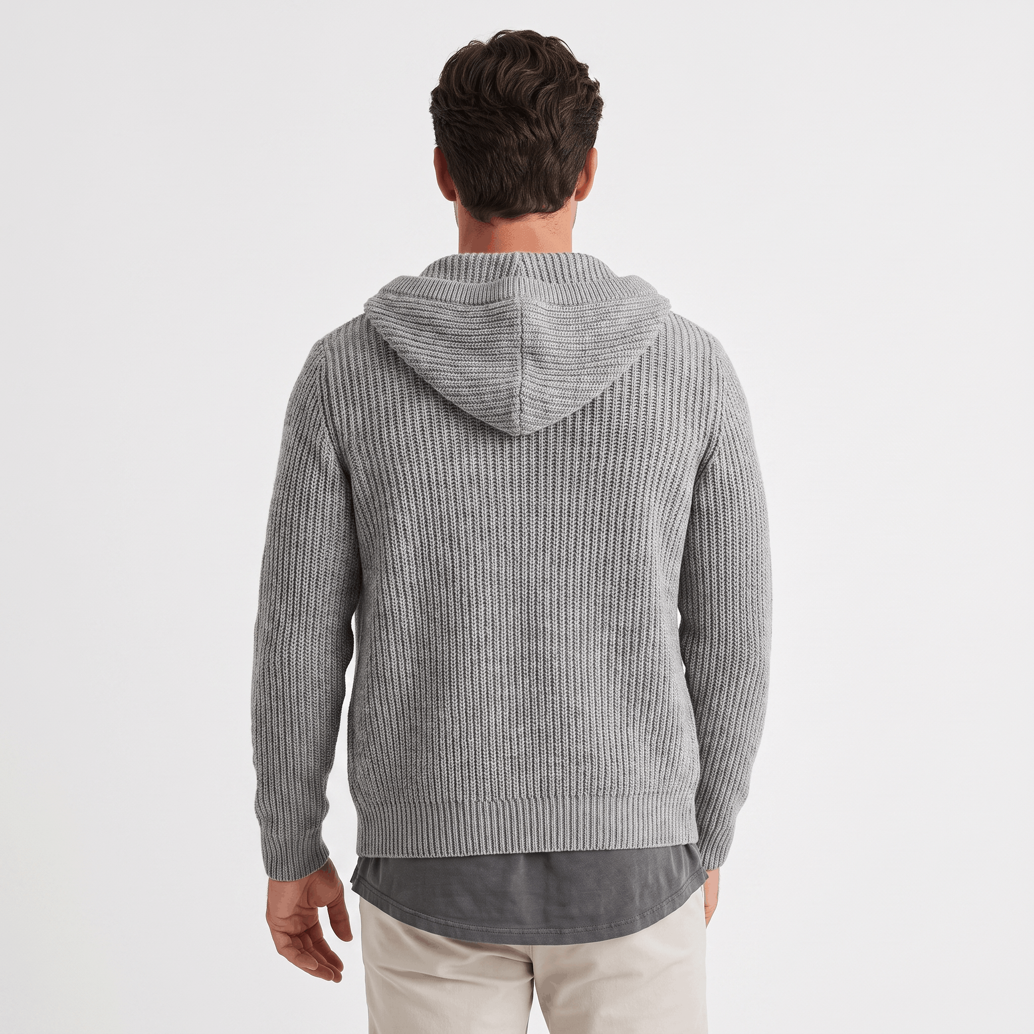 Maddox Hooded Knit Cardigan – Full Zip Ribbed Sweater
