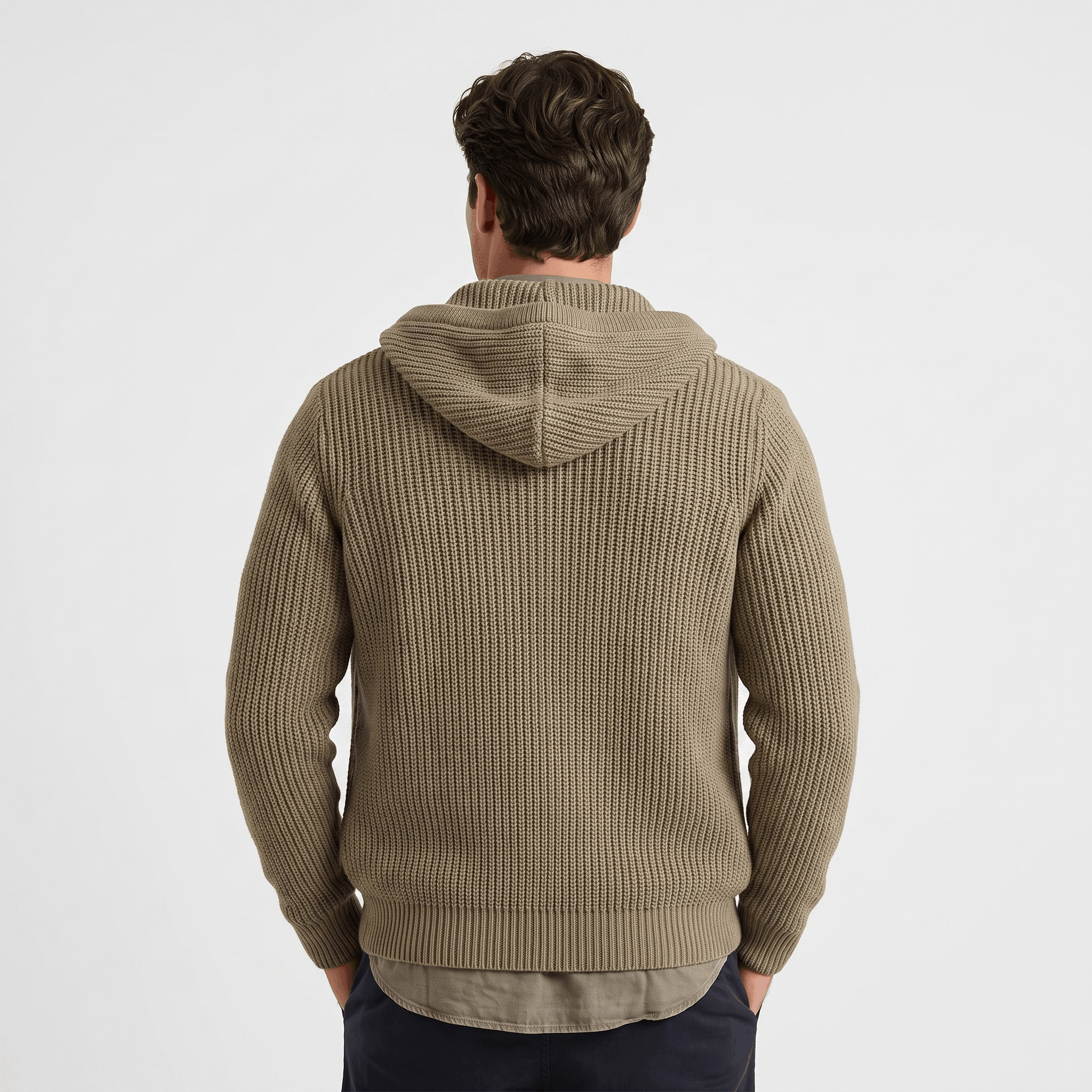 Maddox Hooded Knit Cardigan – Full Zip Ribbed Sweater