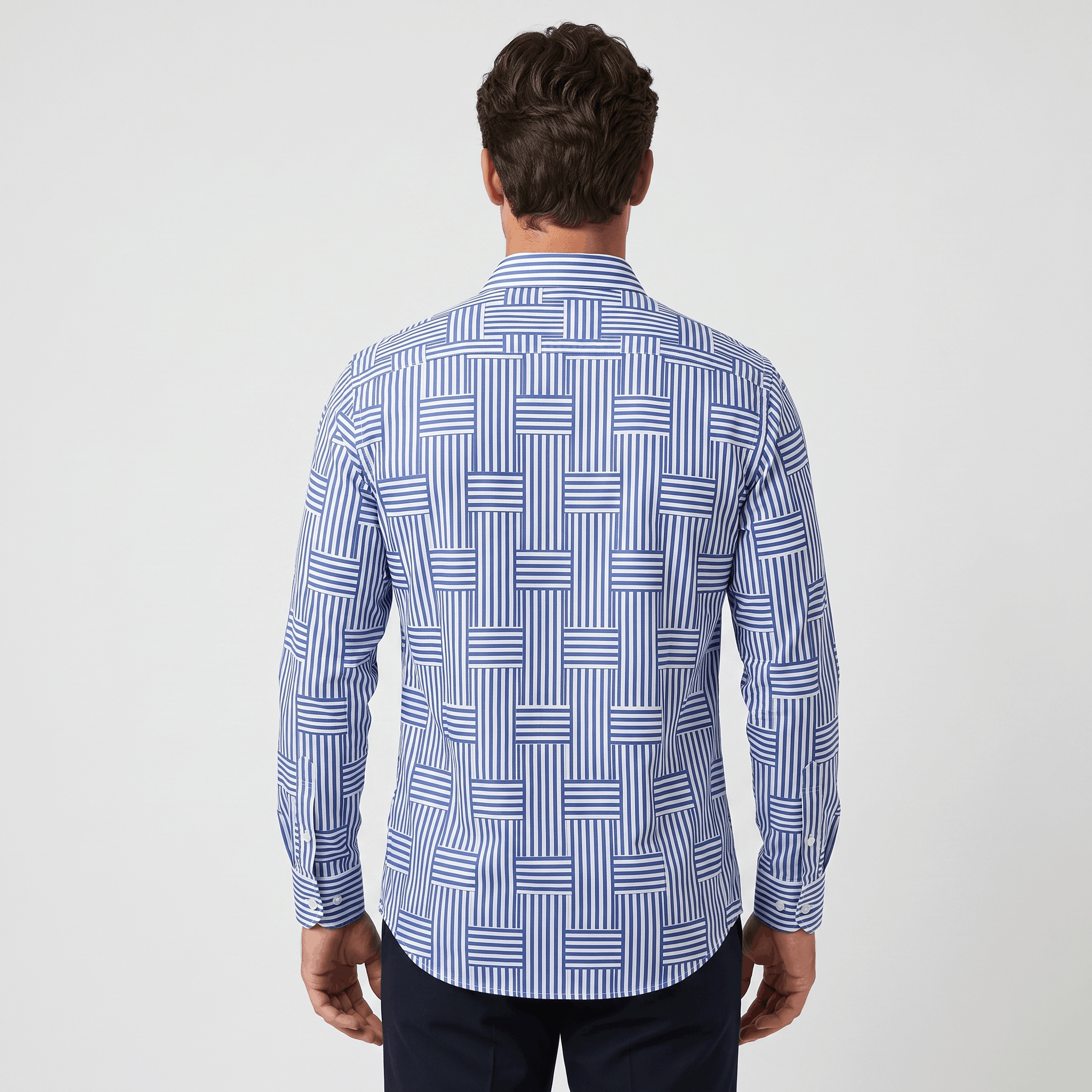 Jefferson Vintage Striped Shirt – Geometric Patchwork Button-Up